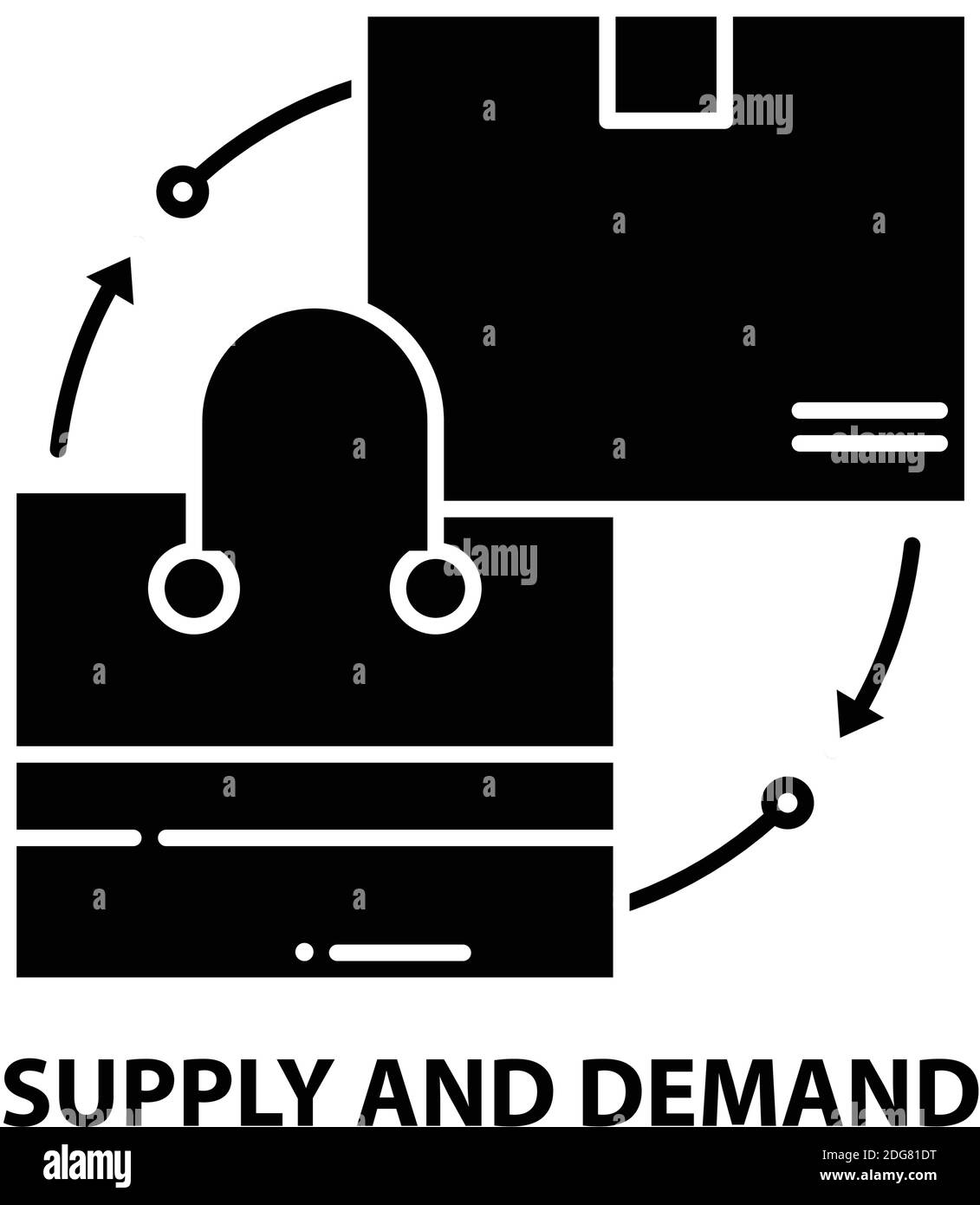 Angebot und Nachfrage-Symbol, schwarzes Vektorzeichen mit bearbeitbaren Konturen, Konzeptdarstellung Stock Vektor