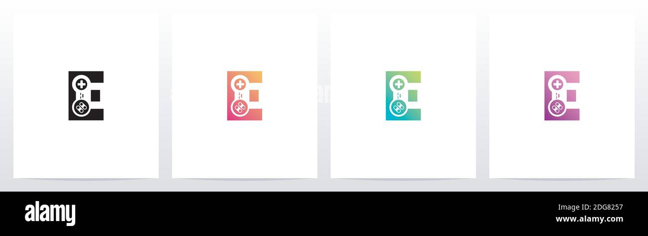 Game Controller auf Letter Logo Design E Stock Vektor