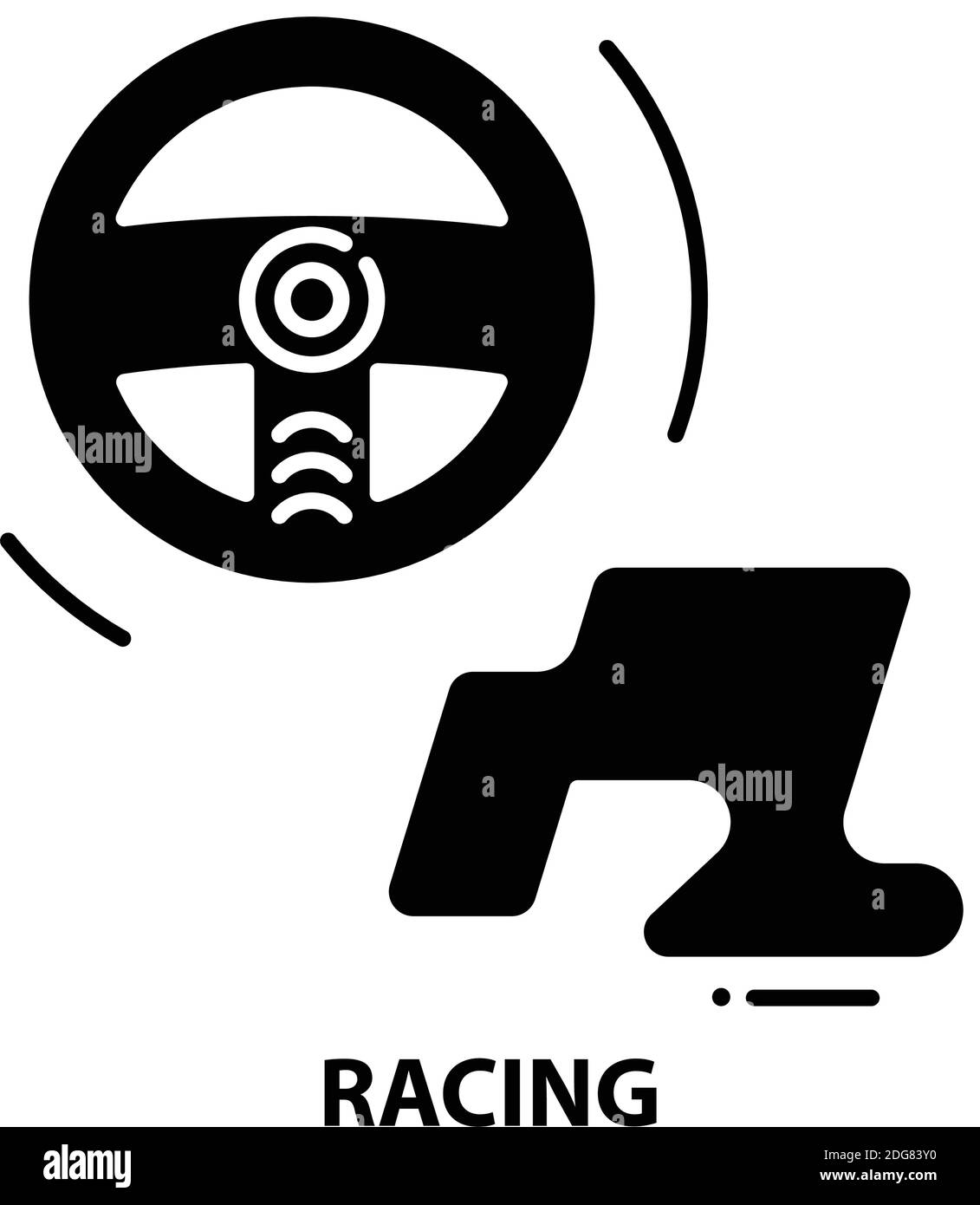 Rennsport-Symbol, schwarzes Vektorzeichen mit editierbaren Striche, Konzeptdarstellung Stock Vektor