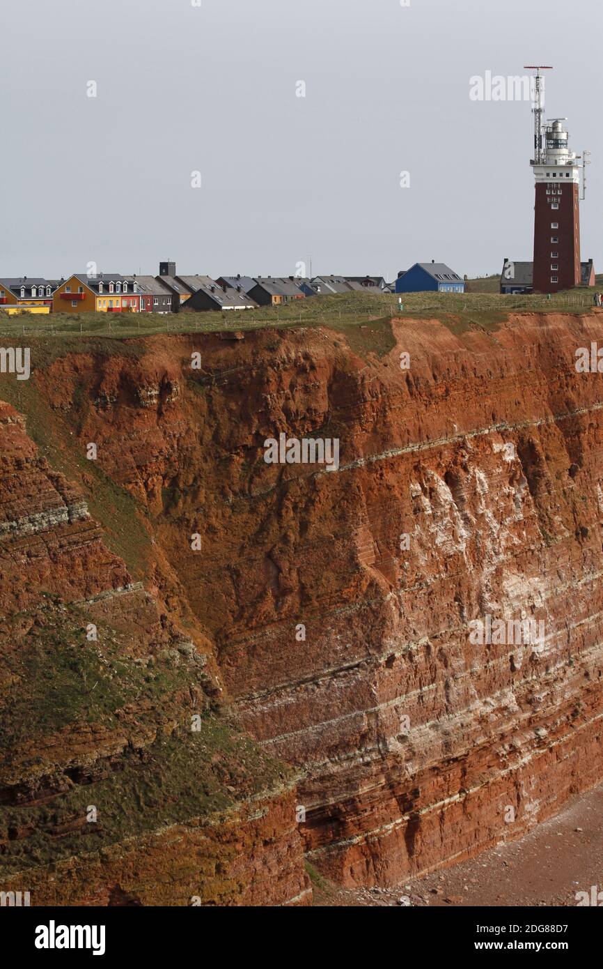 Helgoland Hochland mit Leuchtturm Stockfoto