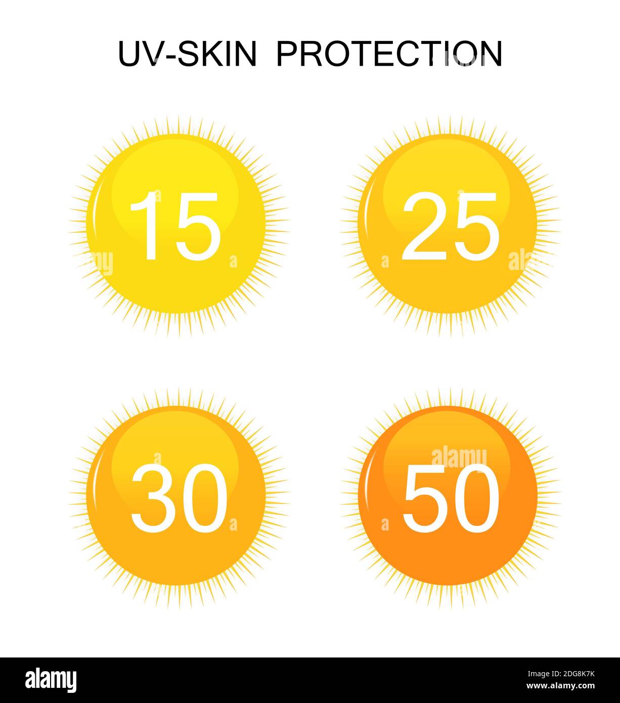 UV-Schutz Sun Sign Icon Collection Set. Abbildung Stockfoto