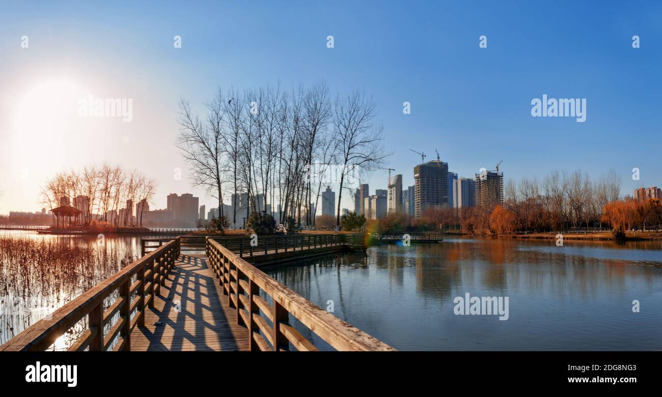 Huaian, provinz jiangsu Stadt Landschaft unter dem Fluss Stockfoto