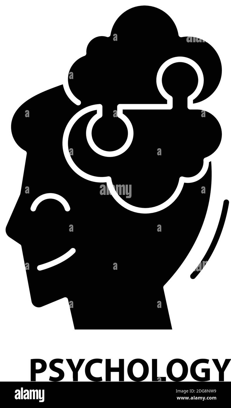 Symbol Psychologie, schwarzes Vektorzeichen mit editierbaren Konturen, Konzeptdarstellung Stock Vektor