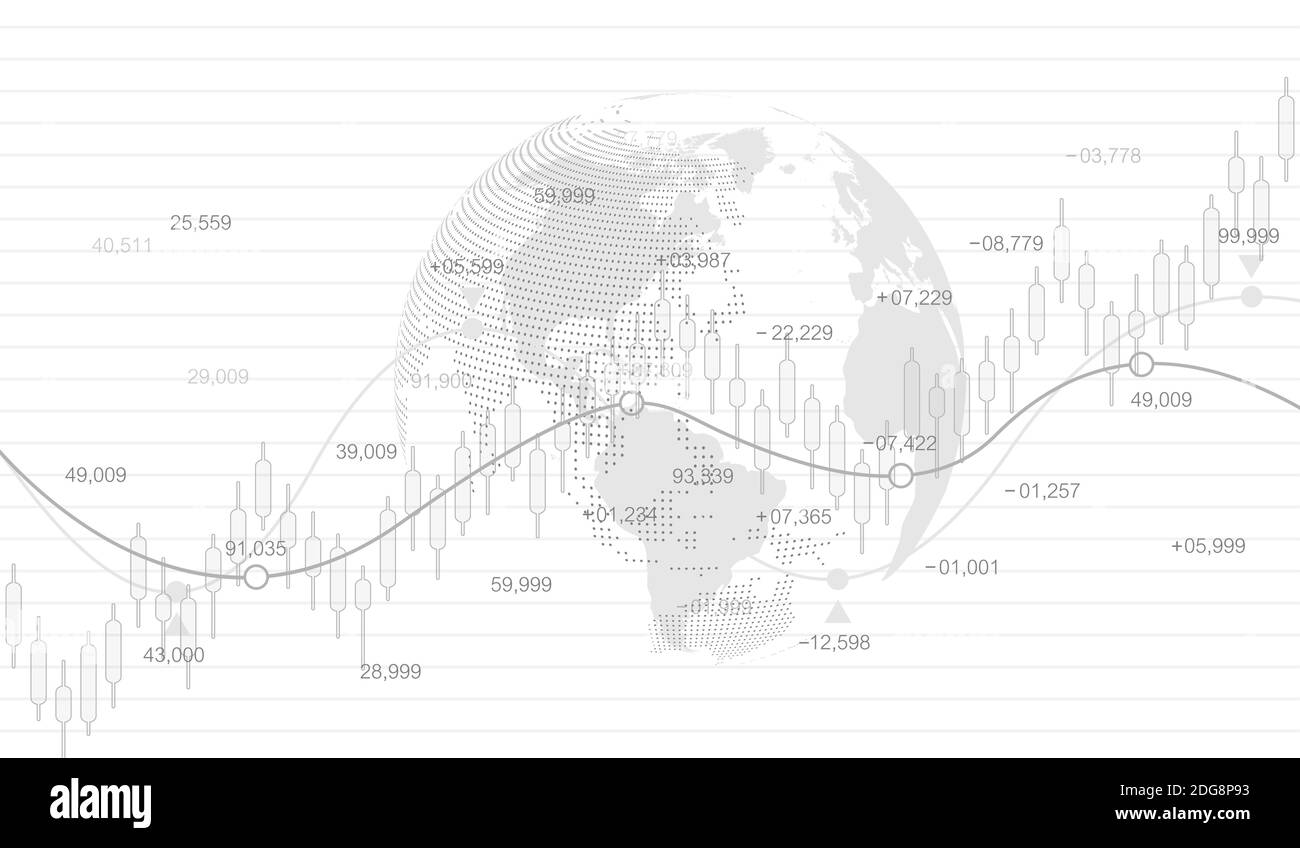 Börse und Börse Kerze Stick Diagramm Vektor. Aktienmarkt oder Forex Trading Graph in futuristischen Konzept für finanzielle Investitionen oder Stock Vektor