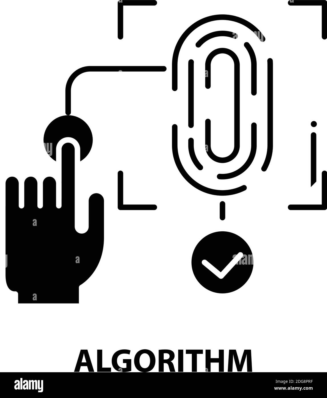Algorithmus-Symbol, schwarzes Vektorzeichen mit editierbaren Konturen, Konzeptdarstellung Stock Vektor