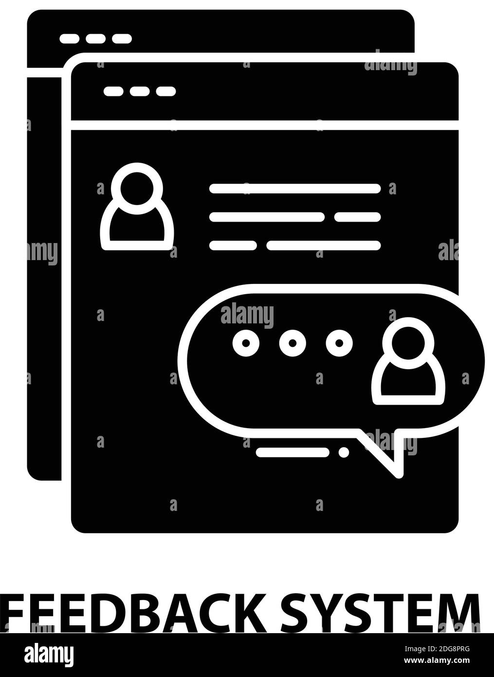 Feedback-System-Symbol, schwarzes Vektorzeichen mit editierbaren Konturen, Konzeptdarstellung Stock Vektor