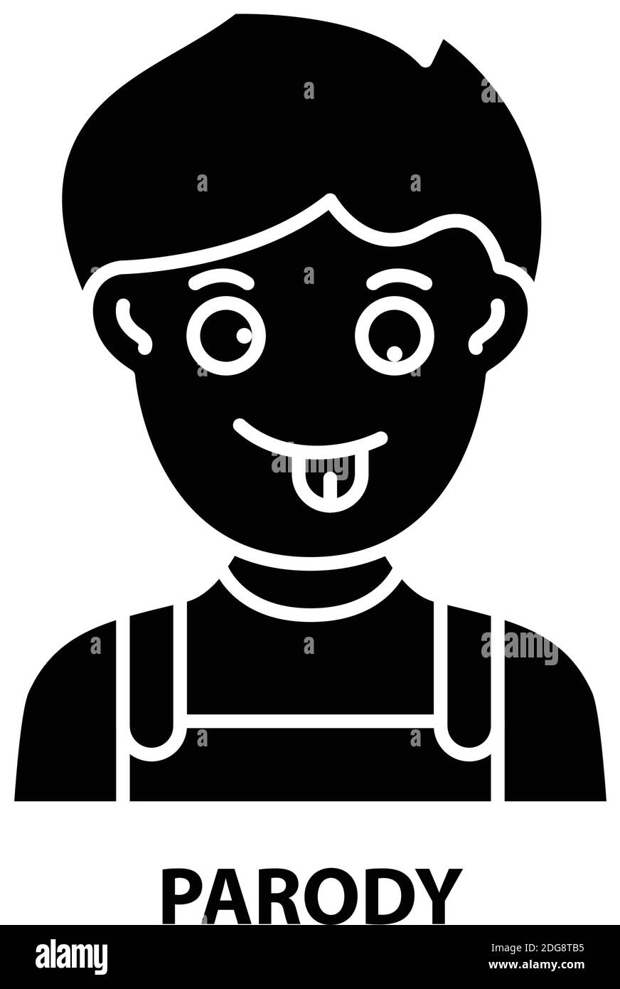 Parodie-Symbol, schwarzes Vektorzeichen mit bearbeitbaren Konturen, Konzeptdarstellung Stock Vektor