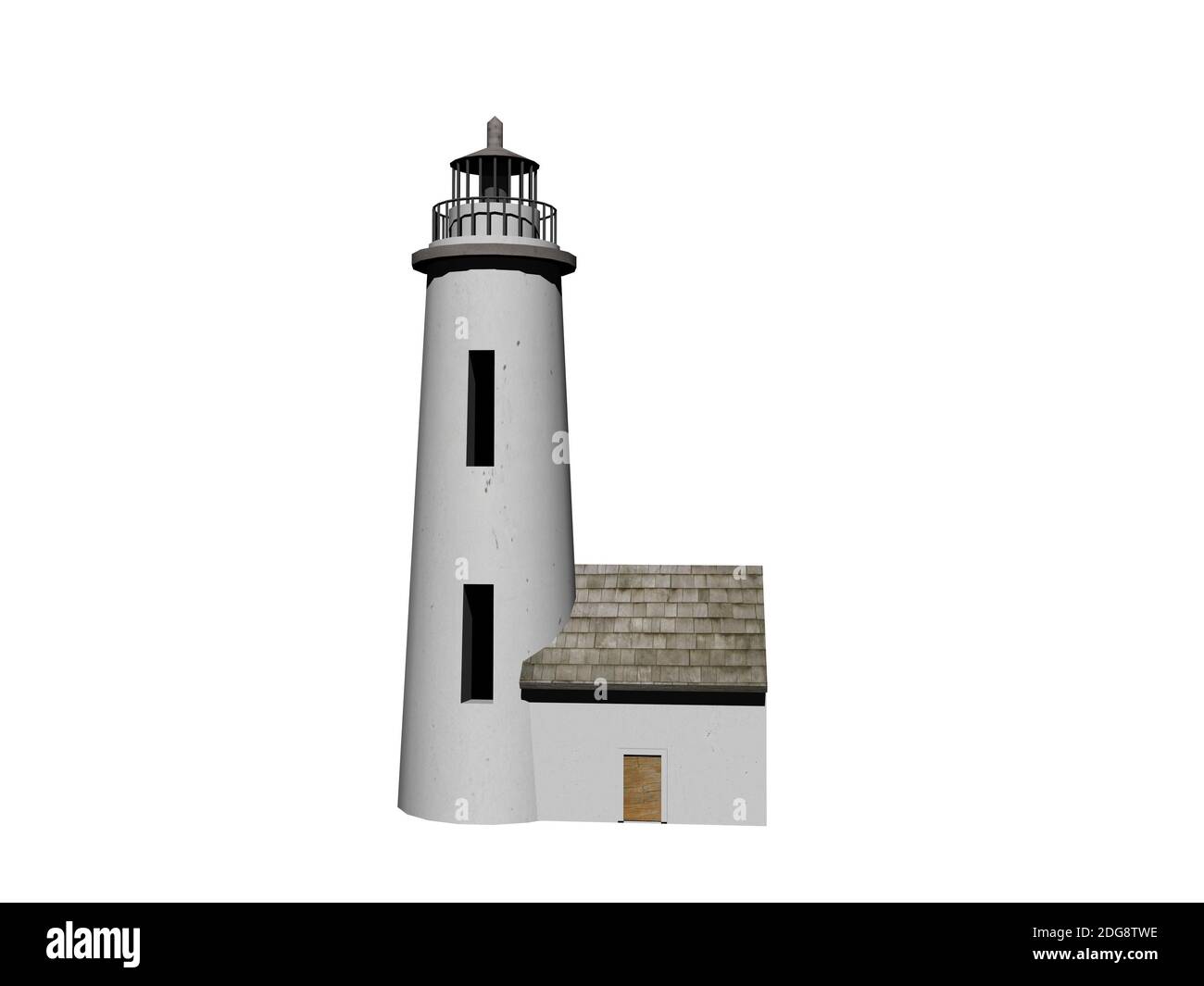 Leuchtturm auf dem Meer unter dem Himmel auf weißem Hintergrund - 3d-Rendering Stockfoto