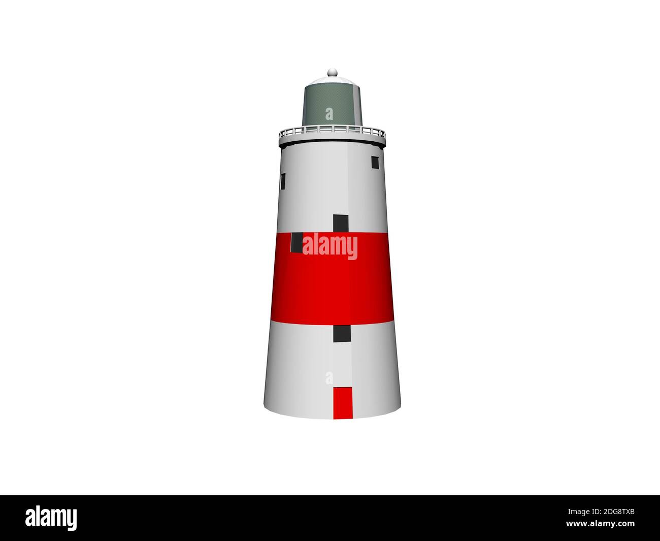 Leuchtturm auf dem Meer unter dem Himmel auf weißem Hintergrund - 3d-Rendering Stockfoto