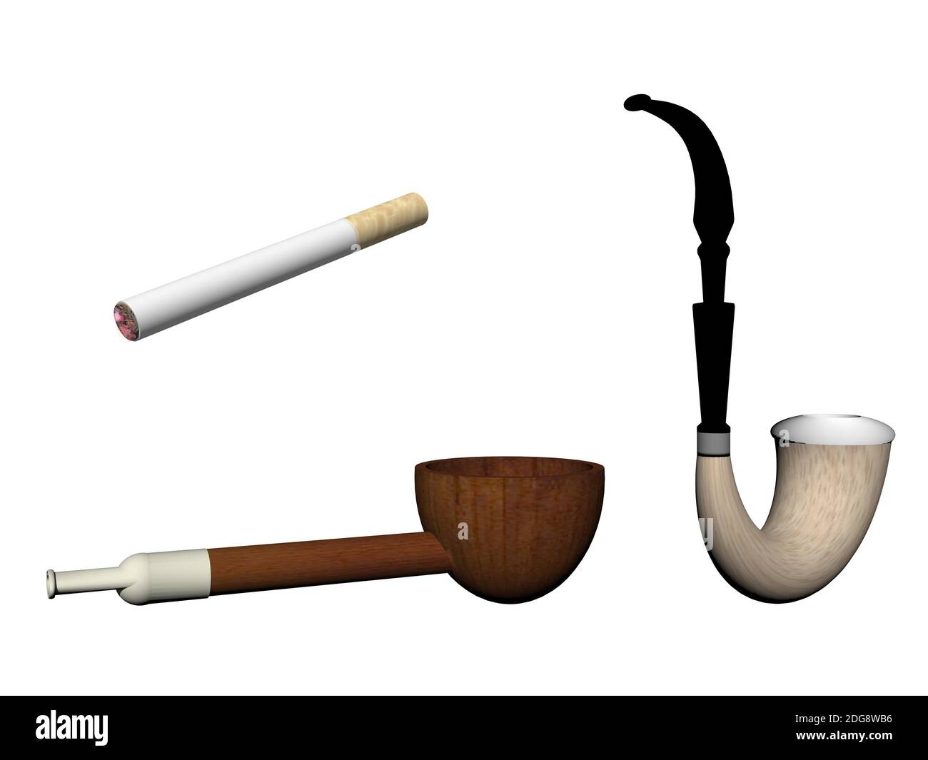 Tabakpfeife auf weißem Hintergrund gelötet - 3d-Rendering Stockfoto