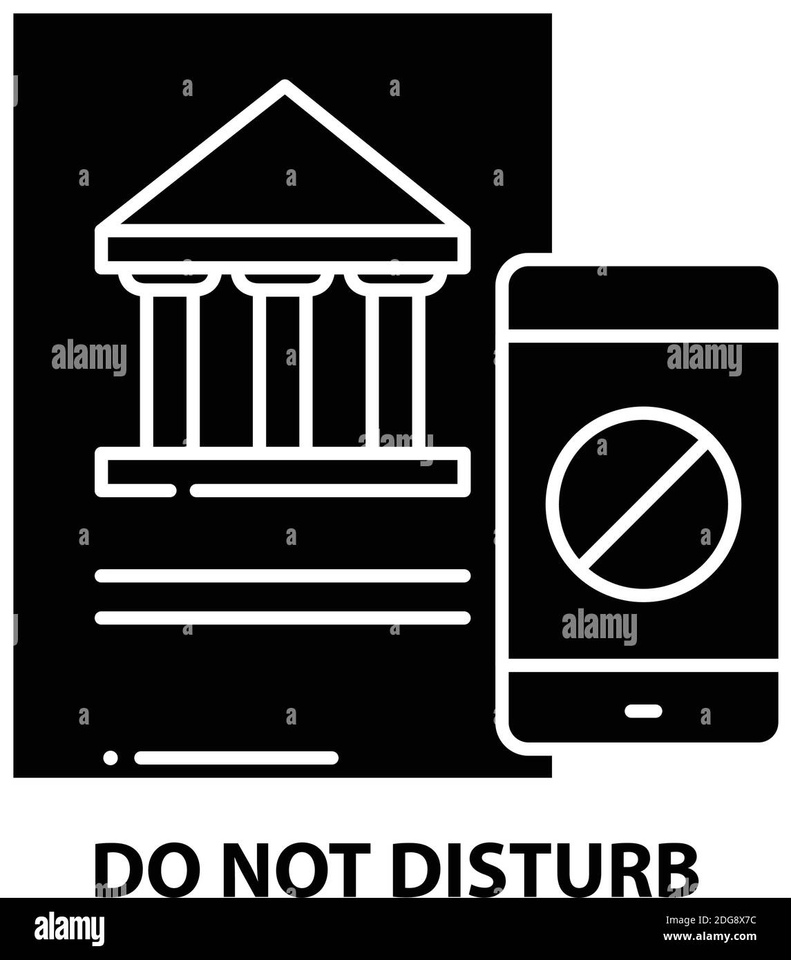 Symbol „Bitte nicht stören“, schwarzes Vektorzeichen mit bearbeitbaren Konturen, Konzeptdarstellung Stock Vektor