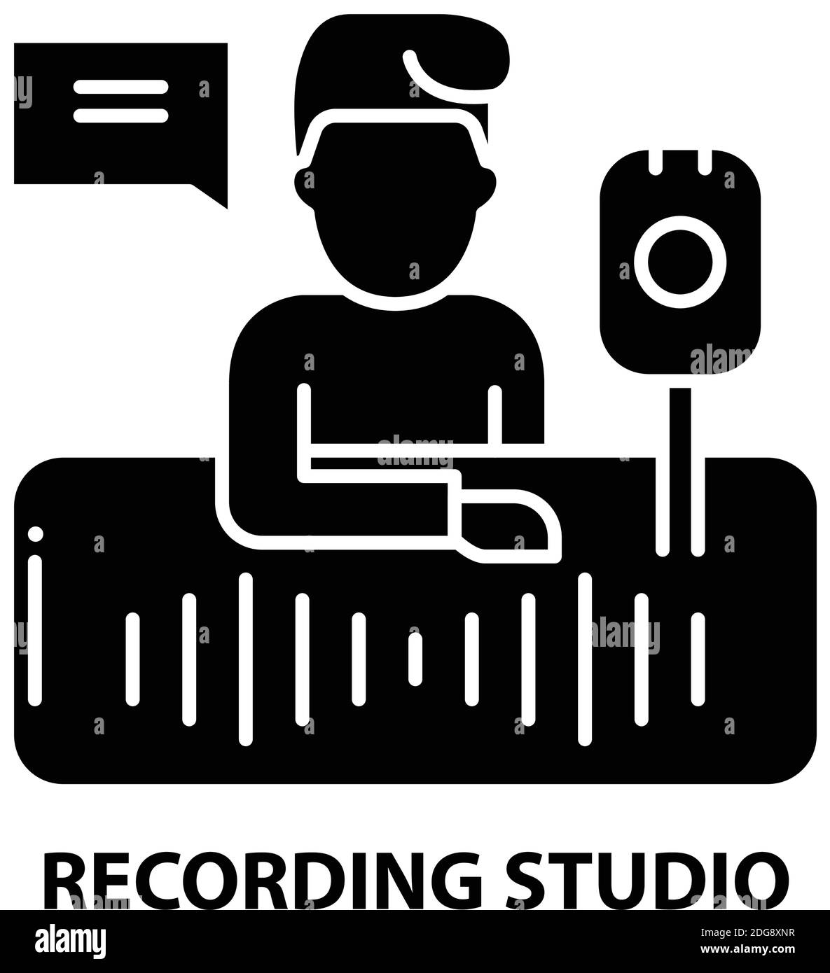 Aufnahmestudio-Symbol, schwarzes Vektorzeichen mit editierbaren Striche, Konzeptdarstellung Stock Vektor