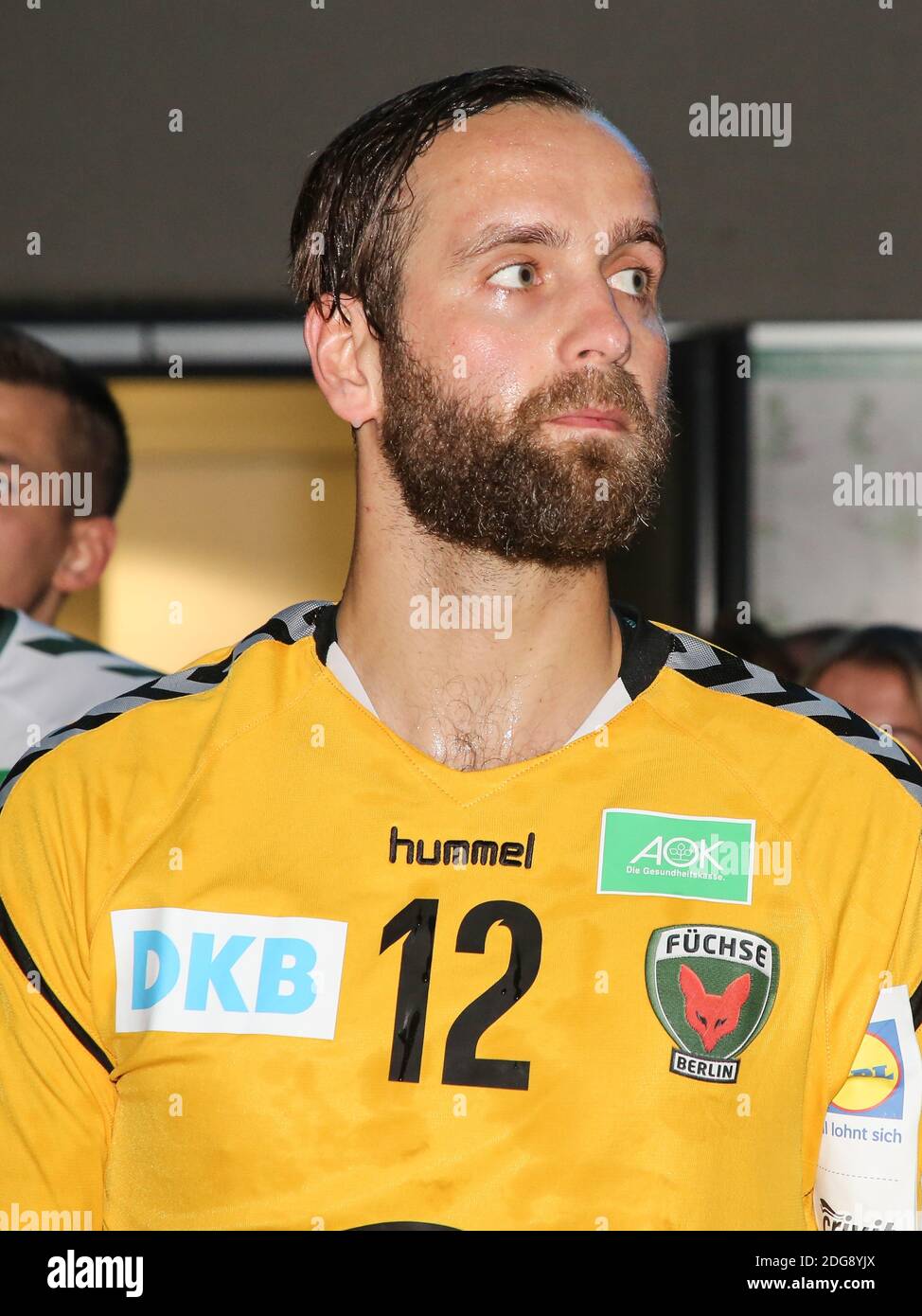 Deutscher Handballtorwart Silvio Heinevetter FÃ¼chse Berlin EHF-Cup Finale 2018 Magdeburg Stockfoto