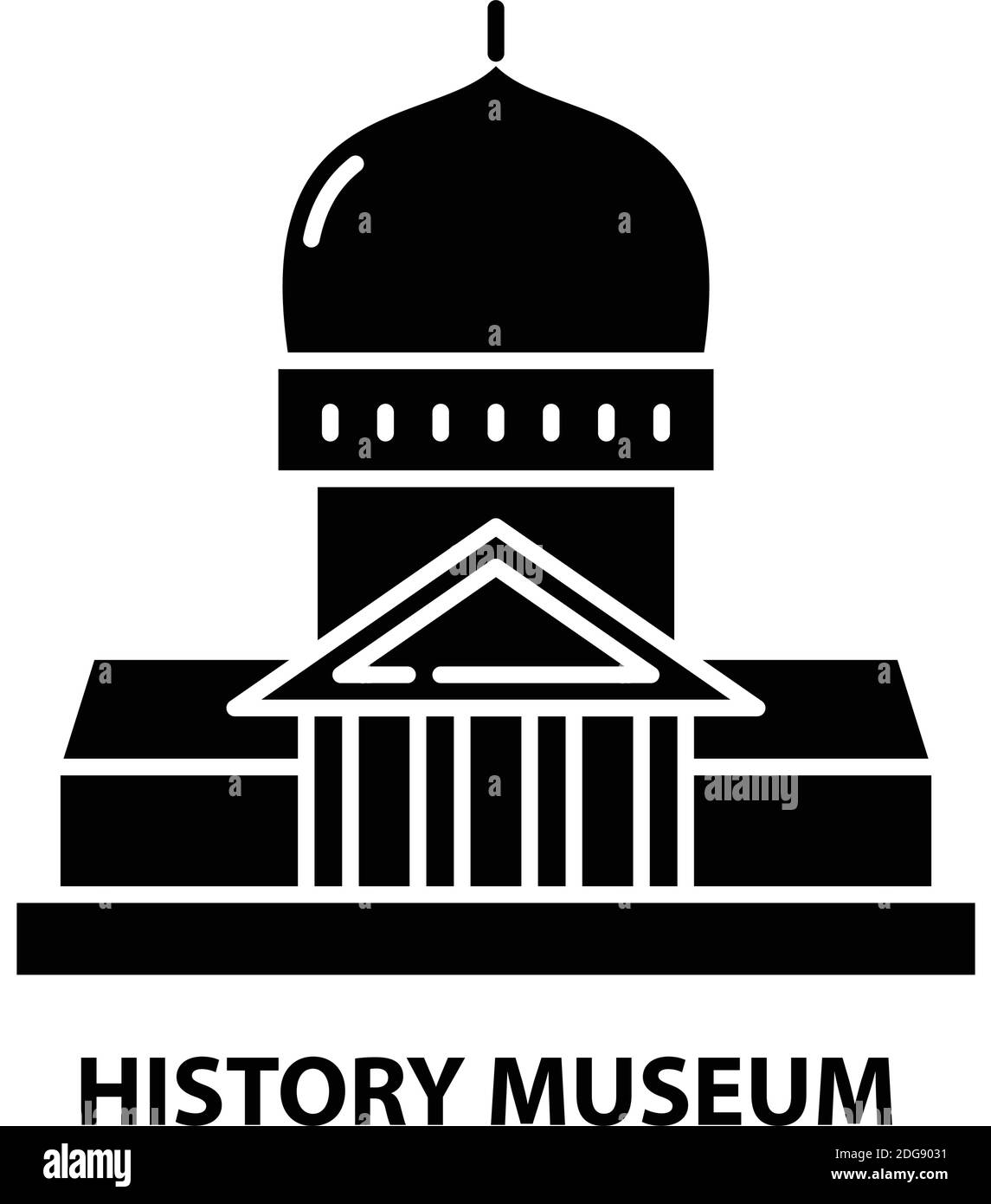 Historisches Museum Symbol, schwarzes Vektorzeichen mit editierbaren Striche, Konzeptdarstellung Stock Vektor
