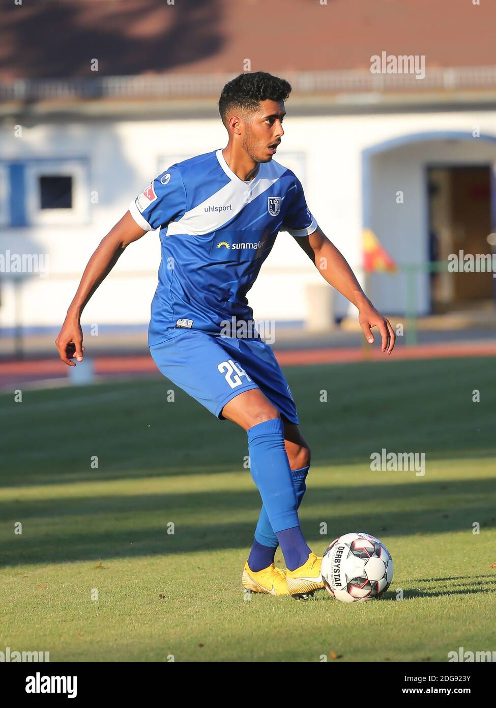 Deutscher Fußballspieler Tarek Chahed vom 1.FC Magdeburg im Testspiel bei SSV MarkranstÃ¤dt 25.7.18 Stockfoto