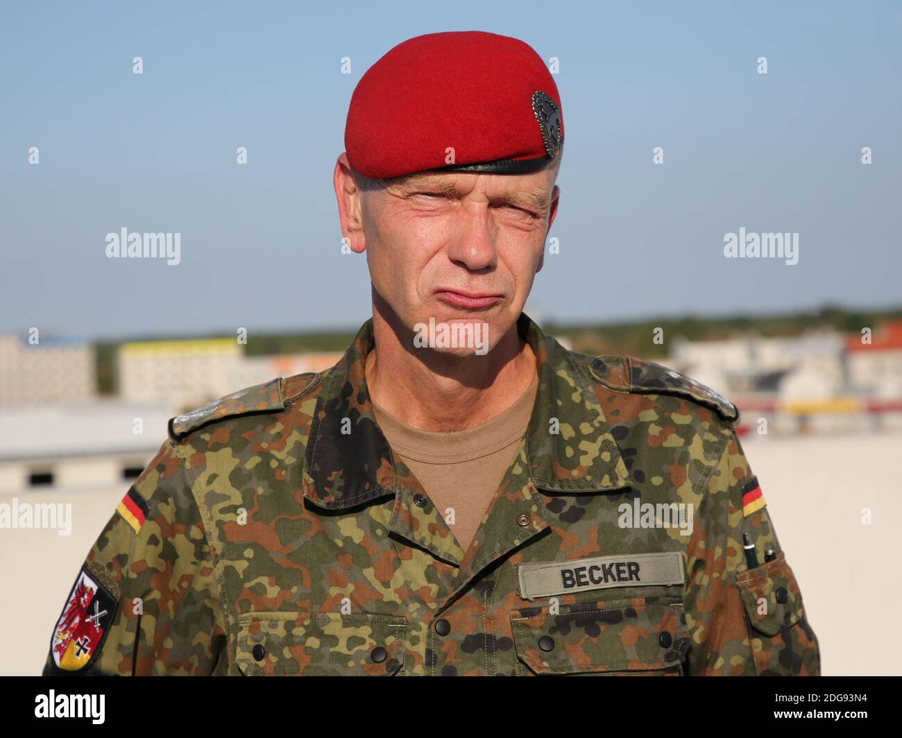 Oberst Uwe Alexander Becker Leiter der Army Combat Training Zentrum Ausbildung Stadt SchnÃ¶ggersburg Stockfoto