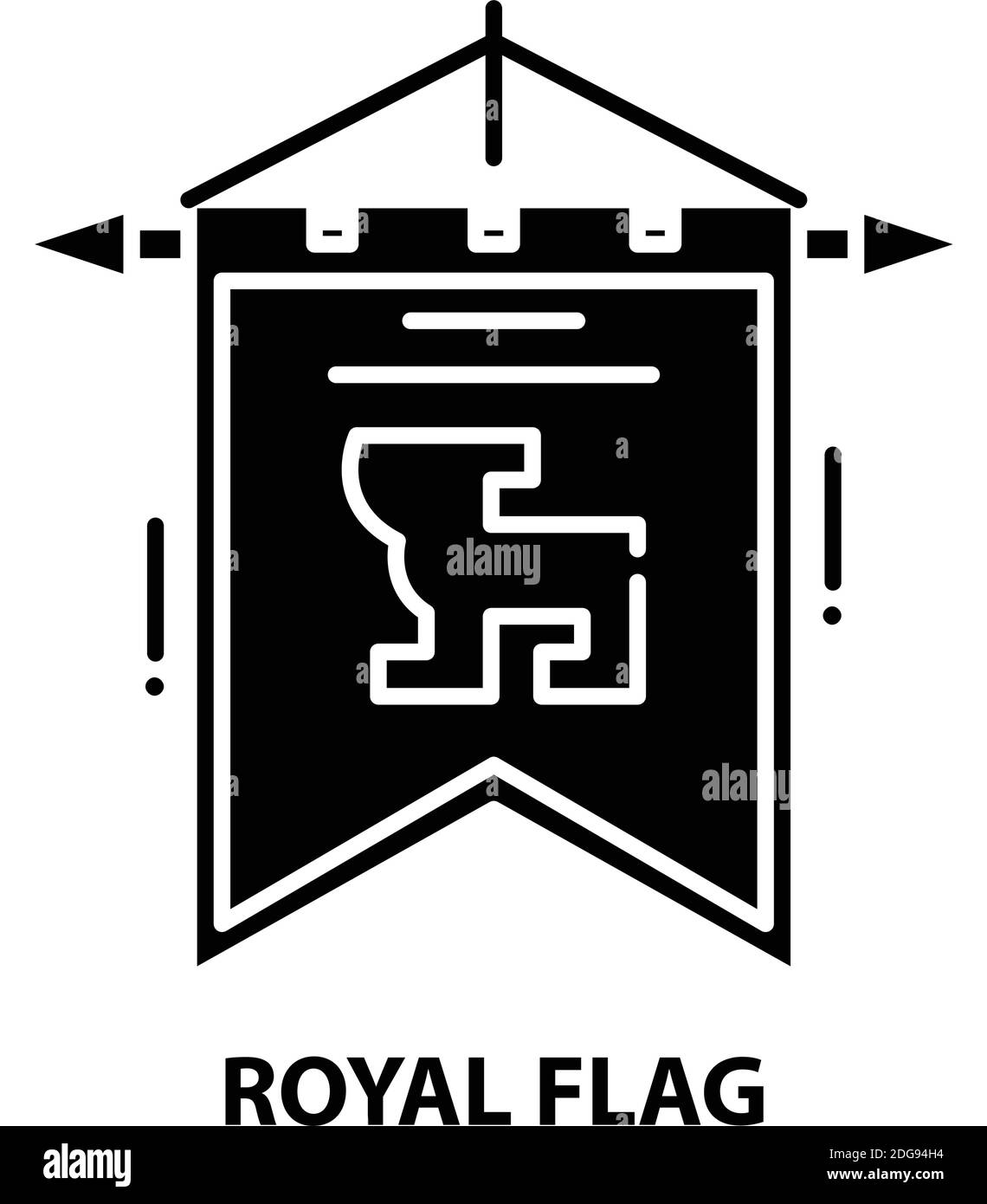 royal Flag Icon, schwarzes Vektorzeichen mit editierbaren Striche, Concept Symbol Illustration Stock Vektor