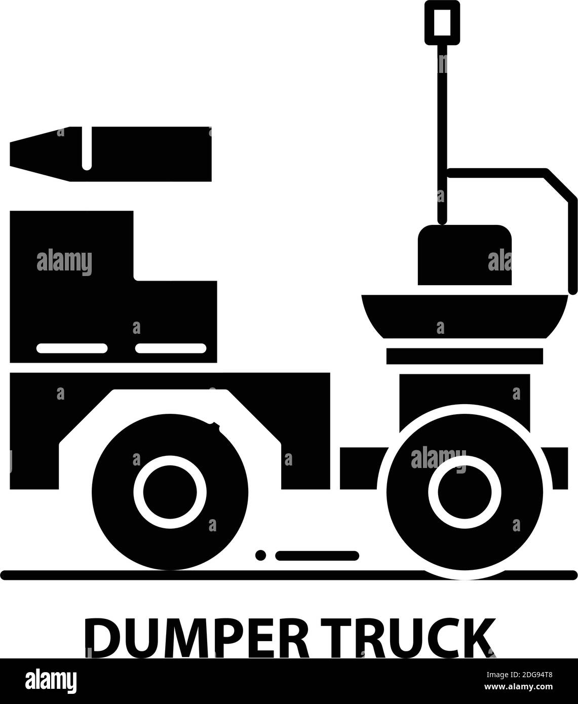 Kipper LKW-Symbol, schwarzes Vektorzeichen mit editierbaren Striche, Konzeptdarstellung Stock Vektor