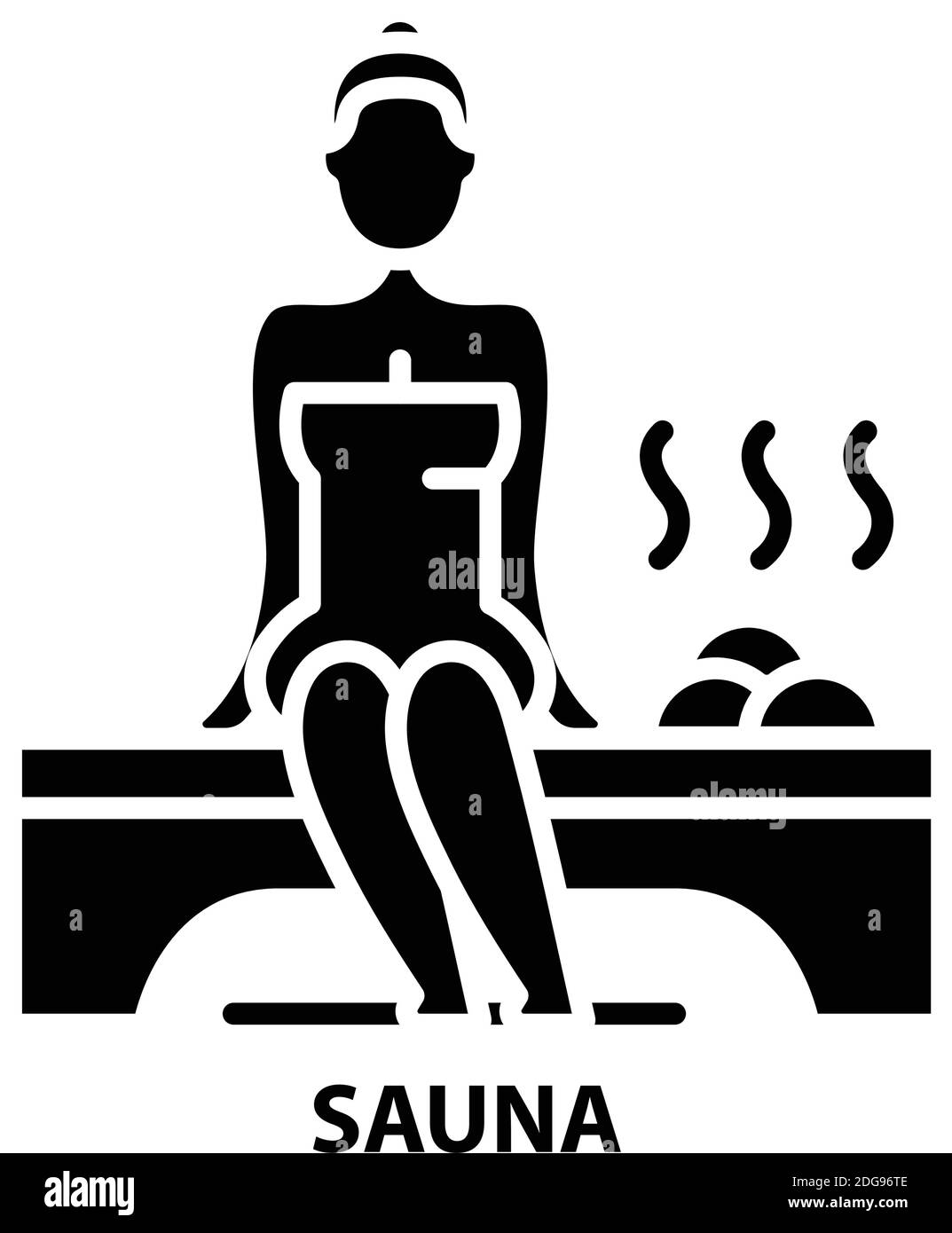 Sauna-Symbol, schwarzes Vektorzeichen mit editierbaren Striche, Konzeptdarstellung Stock Vektor