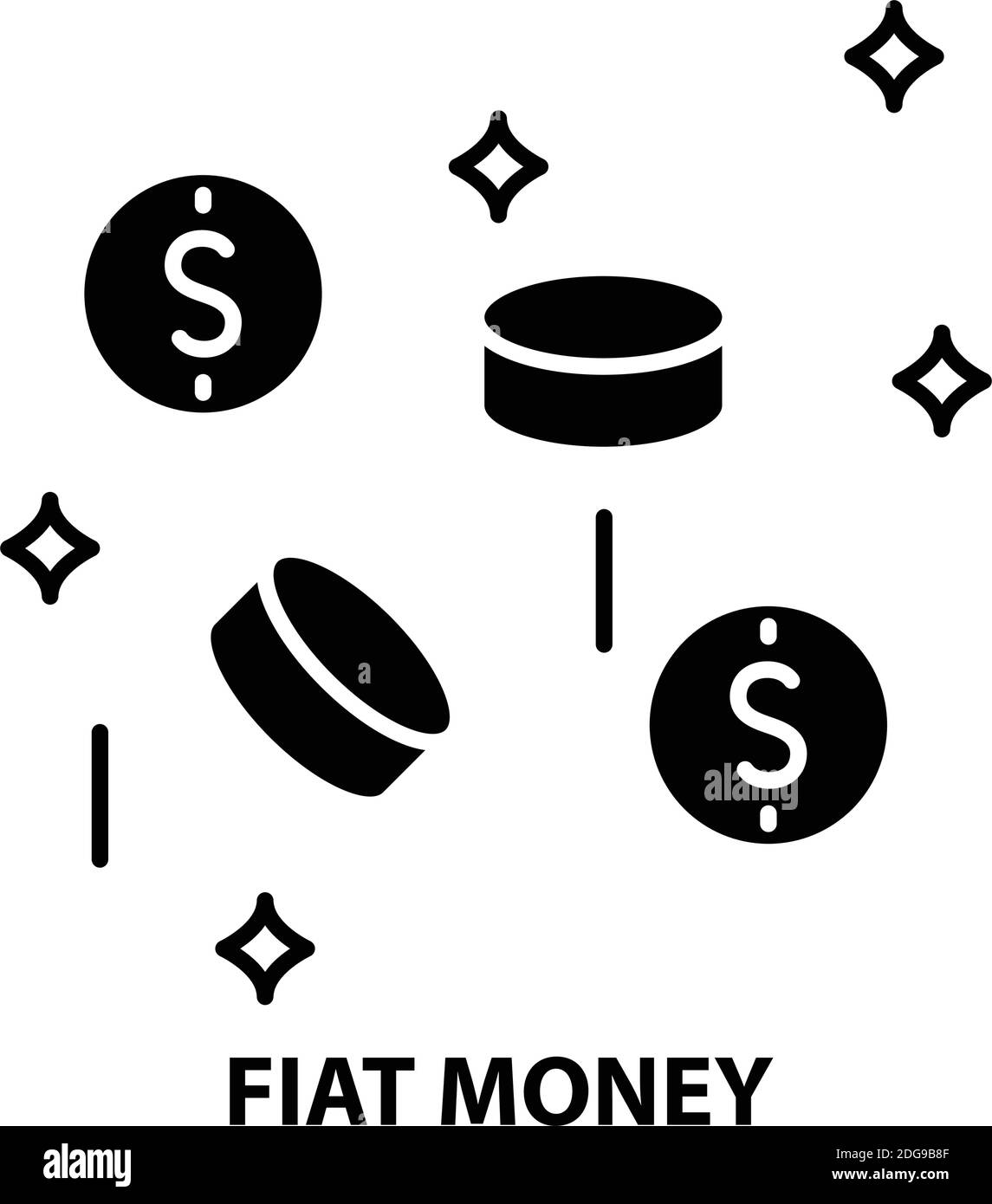 fiat Money Icon, schwarzes Vektorzeichen mit editierbaren Striche, Konzeptdarstellung Stock Vektor