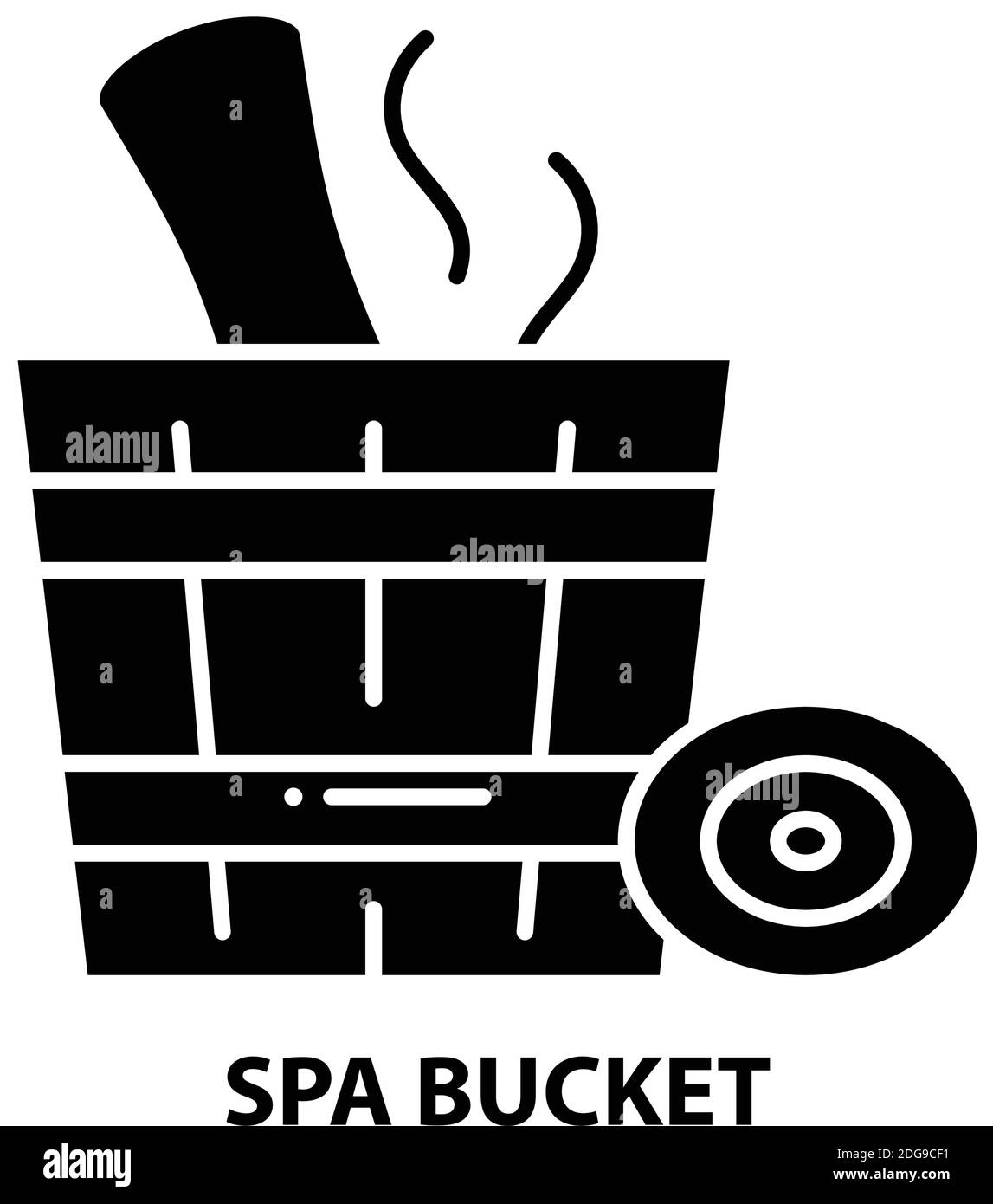 Spa-Bucket-Symbol, schwarzes Vektorzeichen mit bearbeitbaren Konturen, Konzeptdarstellung Stock Vektor