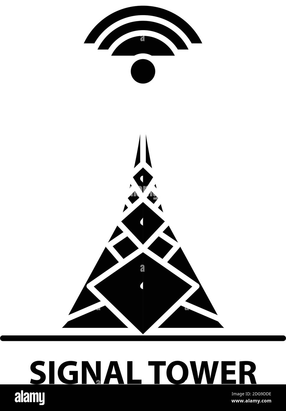 Signalturm-Symbol, schwarzes Vektorzeichen mit bearbeitbaren Striche, Konzeptdarstellung Stock Vektor