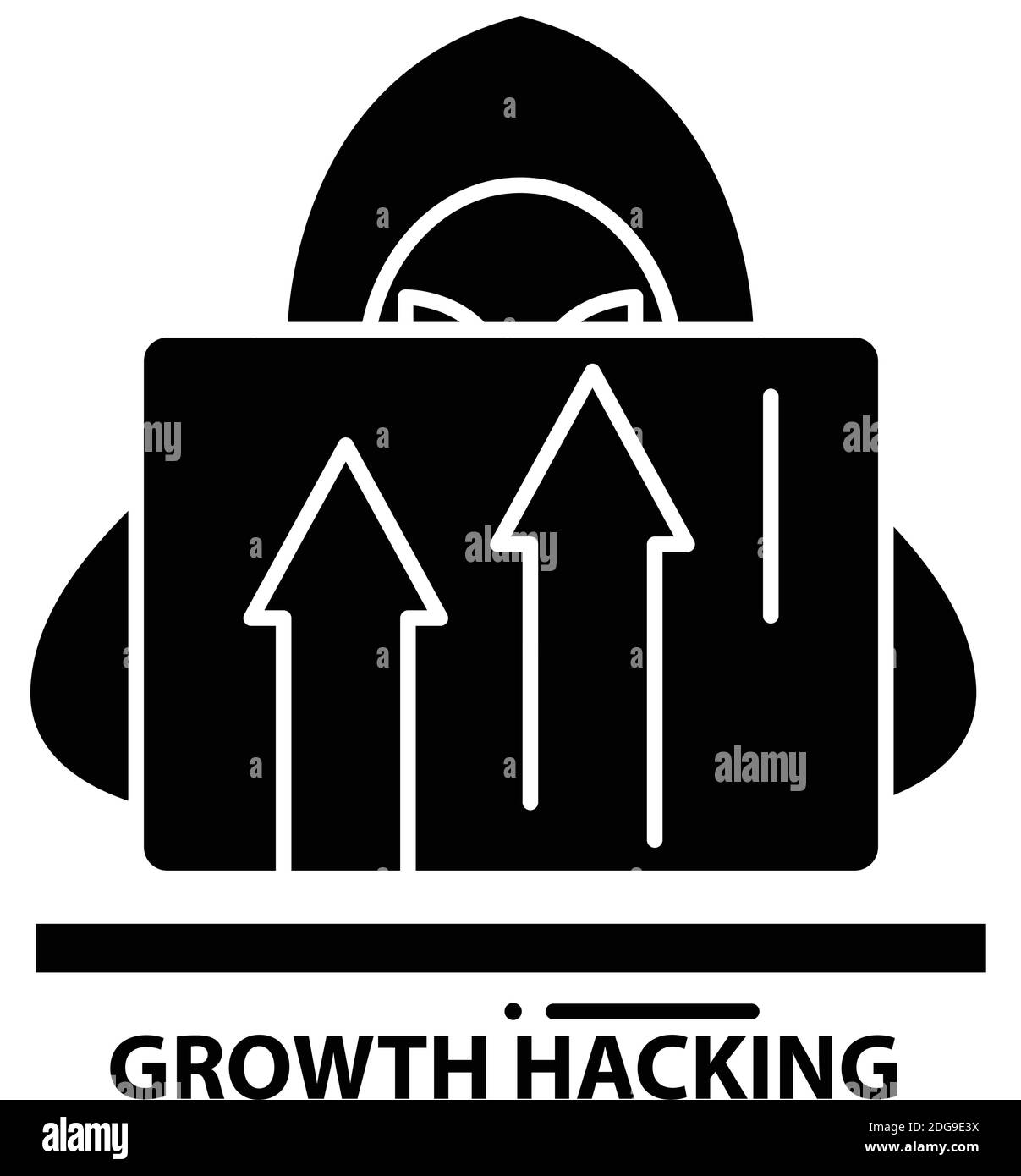 Symbol für Growth Hacking, schwarzes Vektorzeichen mit editierbaren Konturen, Konzeptdarstellung Stock Vektor