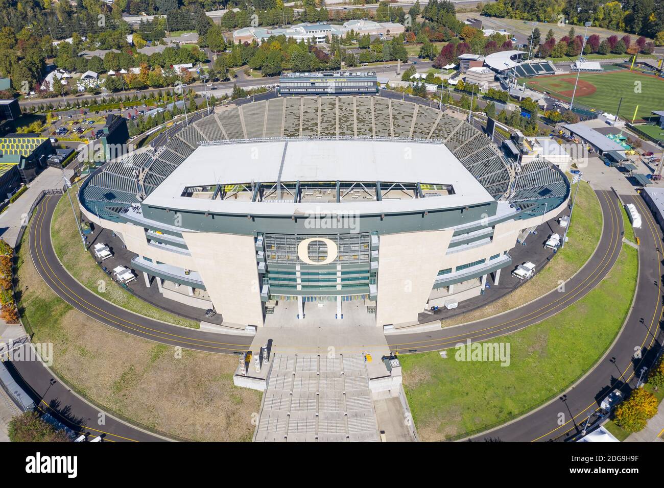 Luftaufnahmen Des Autzen Stadions Auf Dem Campus Der Universität Von Oregon Stockfoto