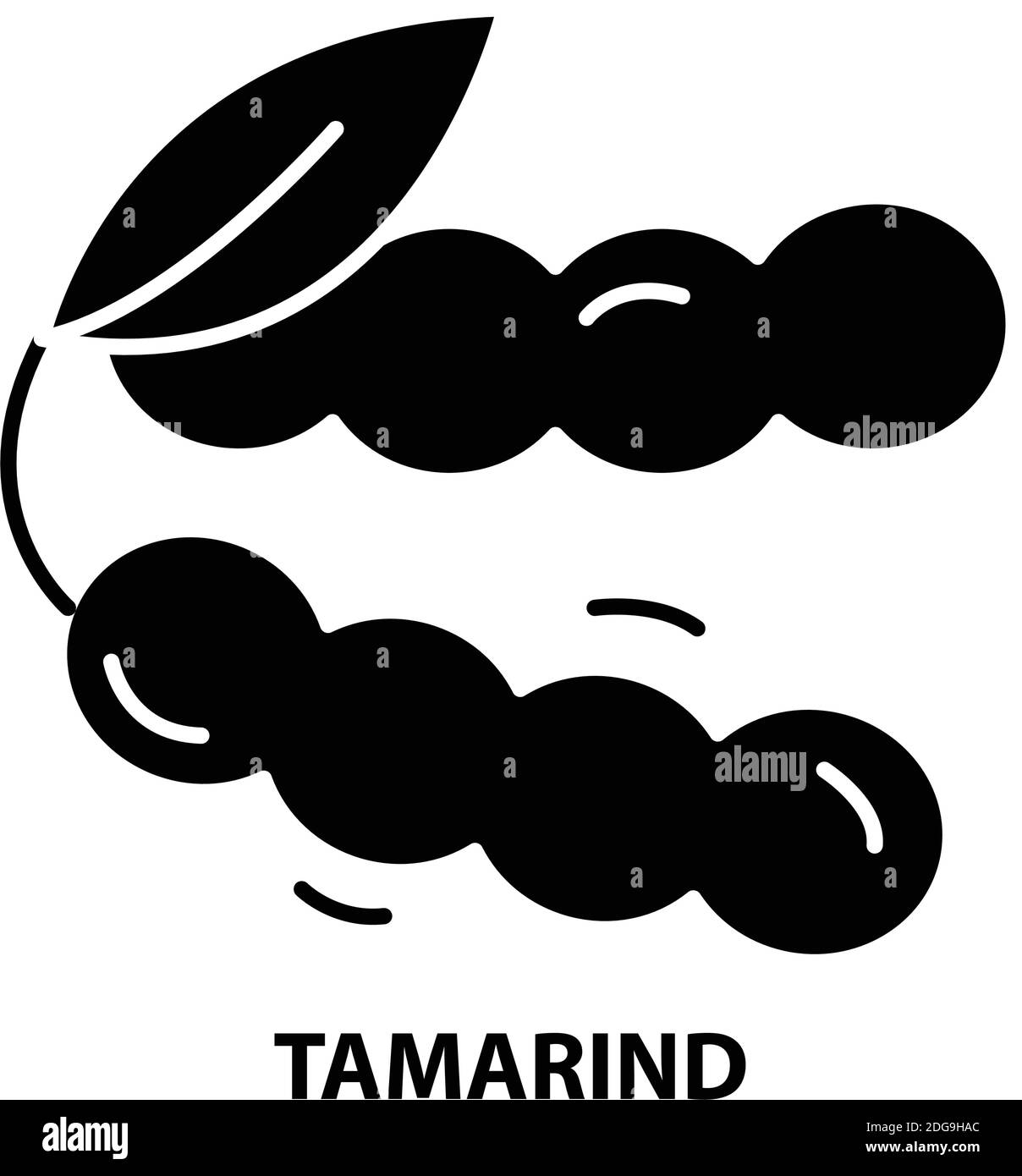 Tamarind-Symbol, schwarzes Vektorzeichen mit editierbaren Konturen, Konzeptdarstellung Stock Vektor