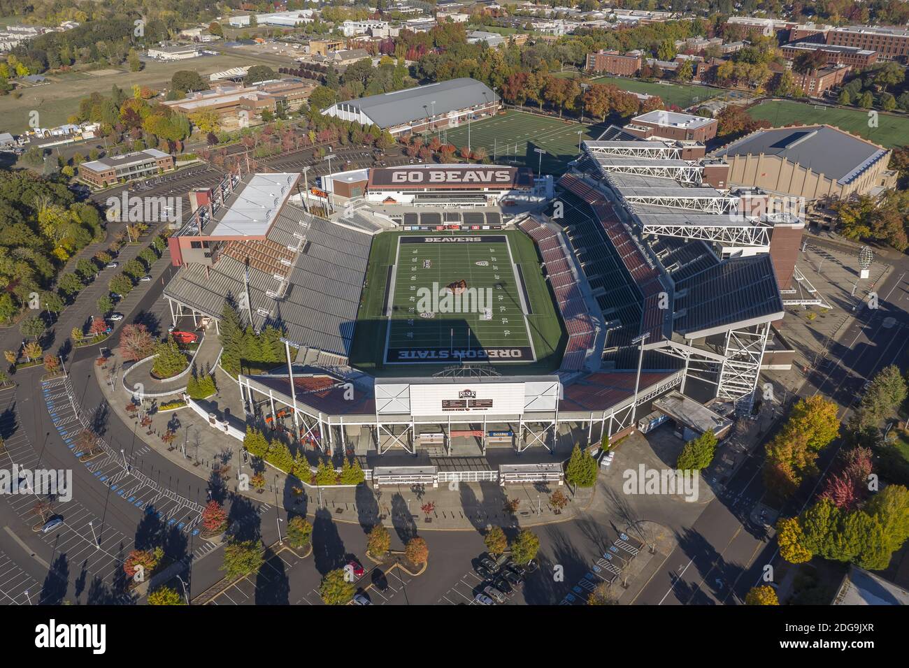 Luftaufnahmen Des Reser Stadions Auf Dem Campus Von Oregon Staatliche Universität Stockfoto