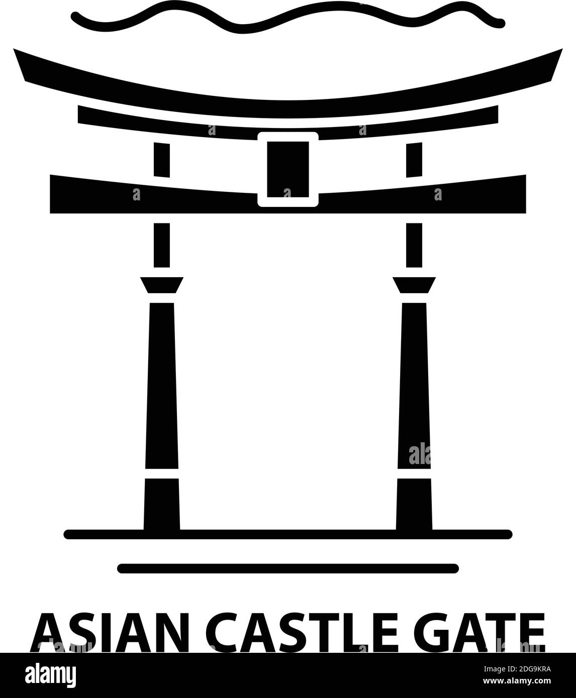 asiatisches Schlosstor-Symbol, schwarzes Vektorzeichen mit editierbaren Striche, Konzeptdarstellung Stock Vektor