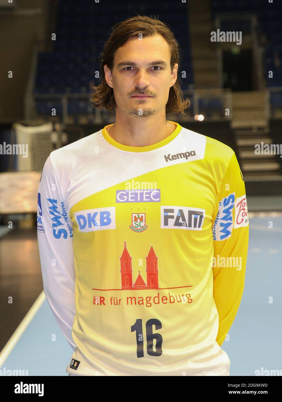 Dänischer Handball Torwart Jannick Green Krejberg SC Magdeburg DKB Handball Bundesliga-Saison 18/19 Stockfoto