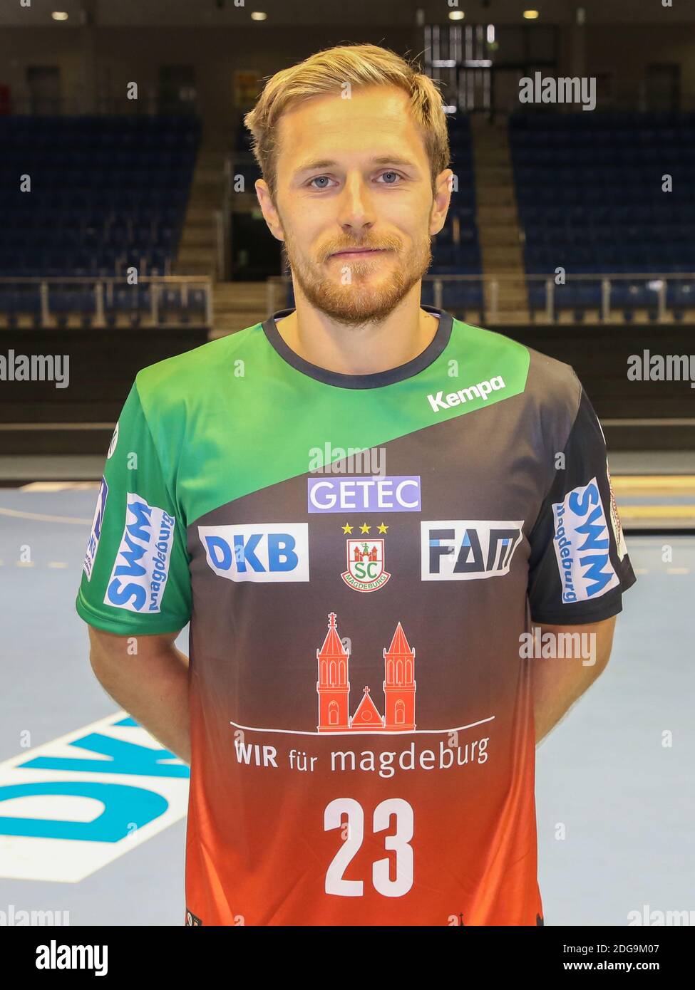 Der schwedische Handballspieler Albin Lagergren vom SC Magdeburg DHB DKB Handball Bundesliga Saison 2018/19 Stockfoto