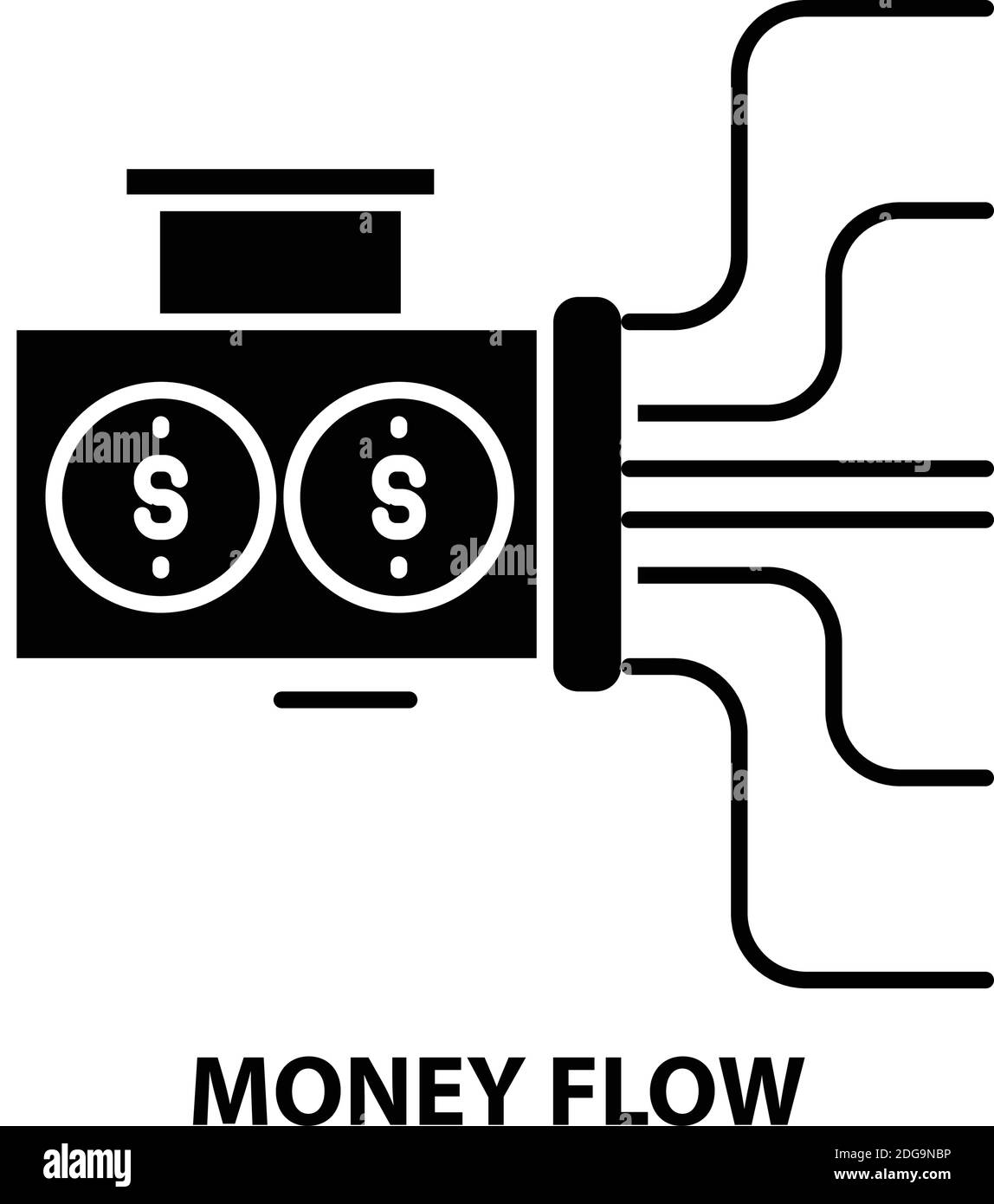 Symbol für Geldfluss, schwarzes Vektorzeichen mit editierbaren Striche, Konzeptdarstellung Stock Vektor
