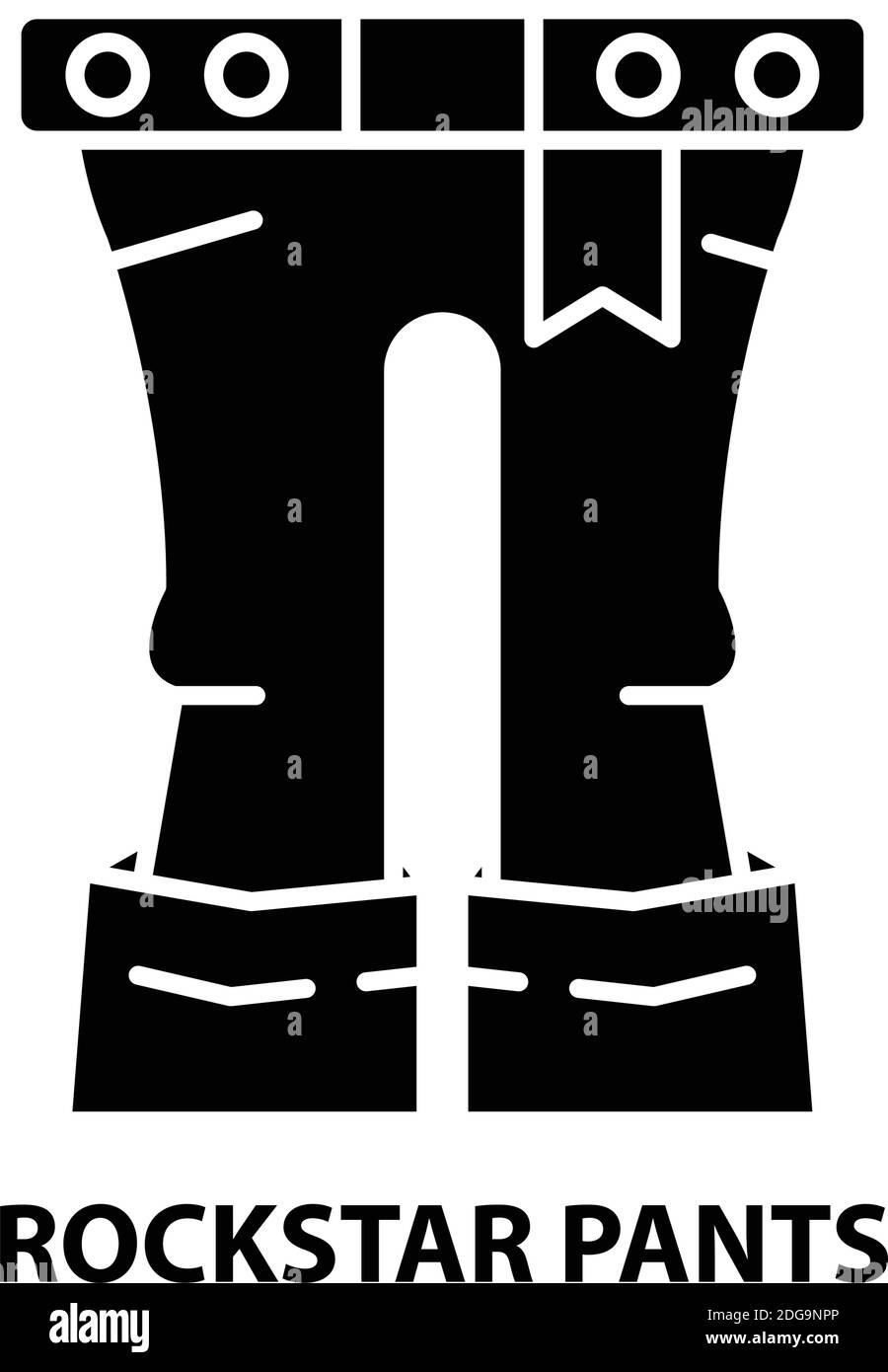 rockstar Pants Icon, schwarzes Vektorzeichen mit editierbaren Striche, Konzeptdarstellung Stock Vektor