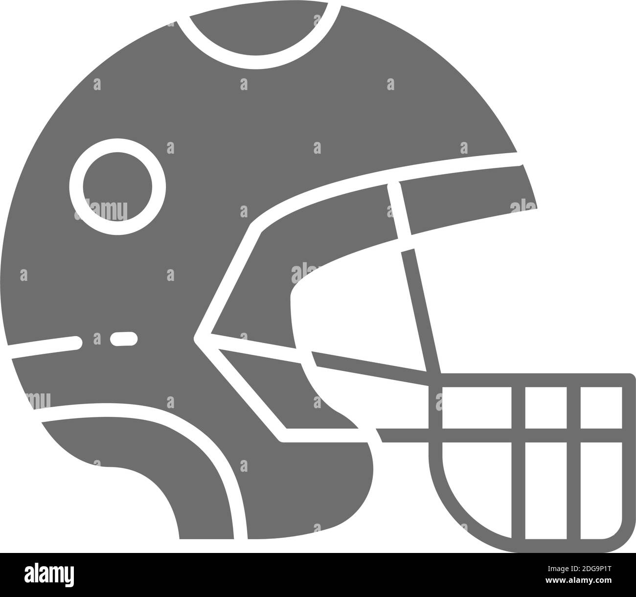 Schützender Sporthelm, Spielausrüstung graues Symbol. Stock Vektor