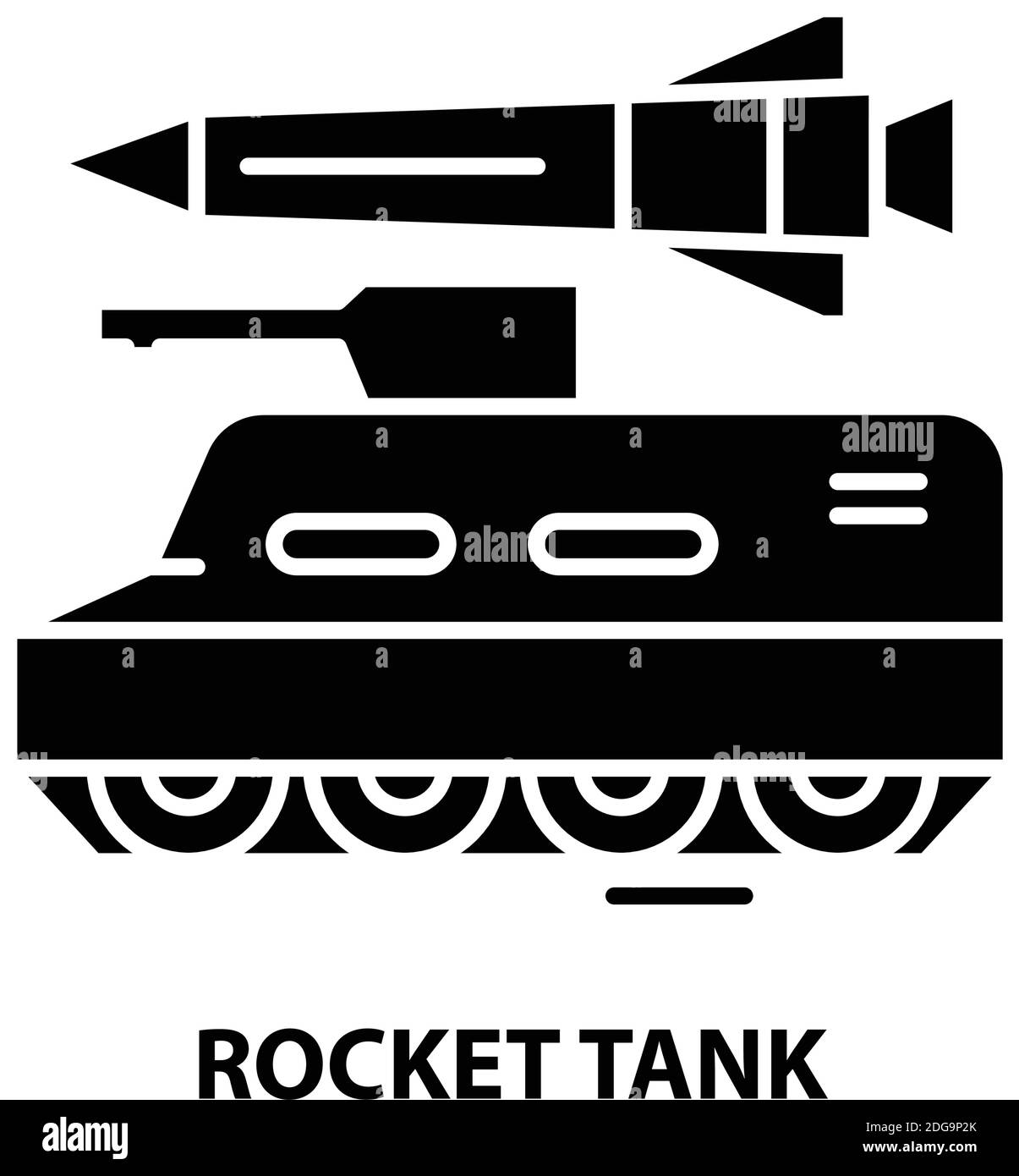 Raketentank-Symbol, schwarzes Vektorzeichen mit editierbaren Striche, Konzeptdarstellung Stock Vektor