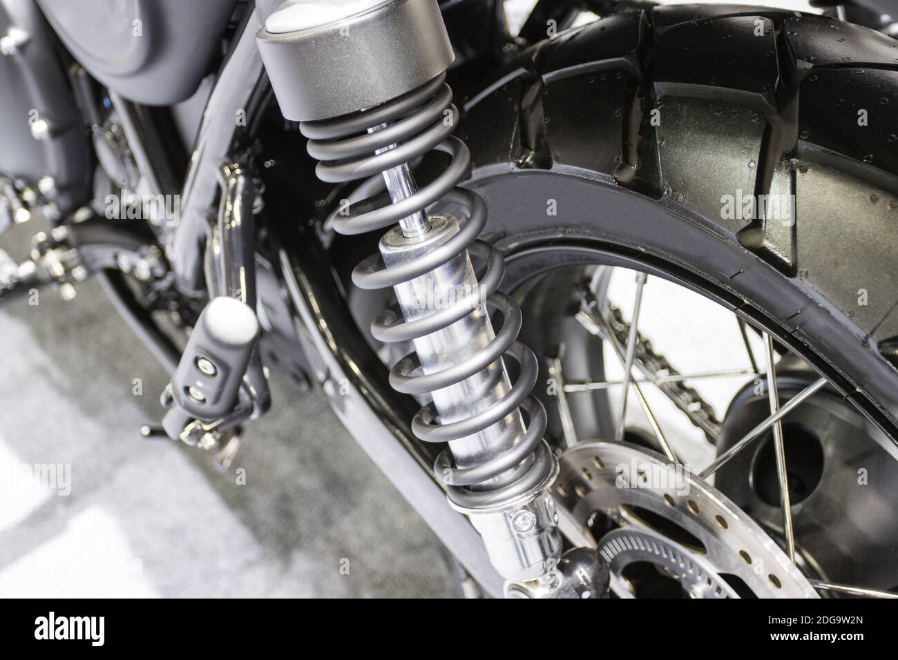 Stoßdämpfer eine Vorrichtung zum Absorbieren von Stößen und Vibrationen von Motorrad Stockfoto