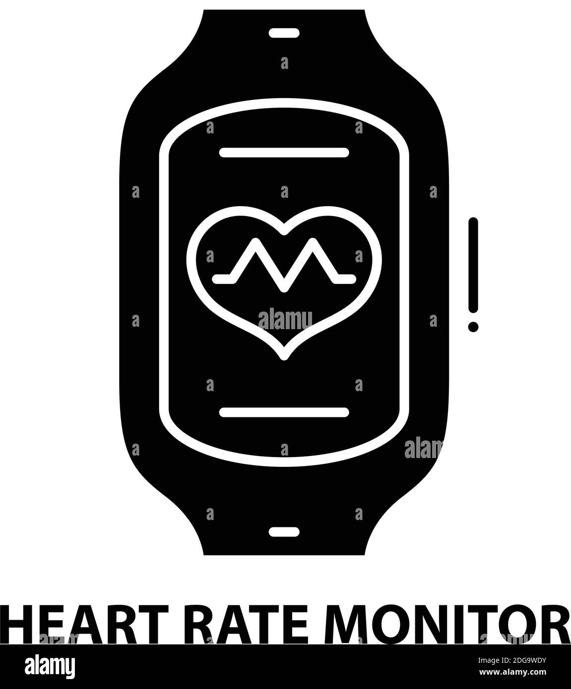 Herzfrequenzsensor-Symbol, schwarzes Vektorzeichen mit bearbeitbaren Konturen, Konzeptdarstellung Stock Vektor