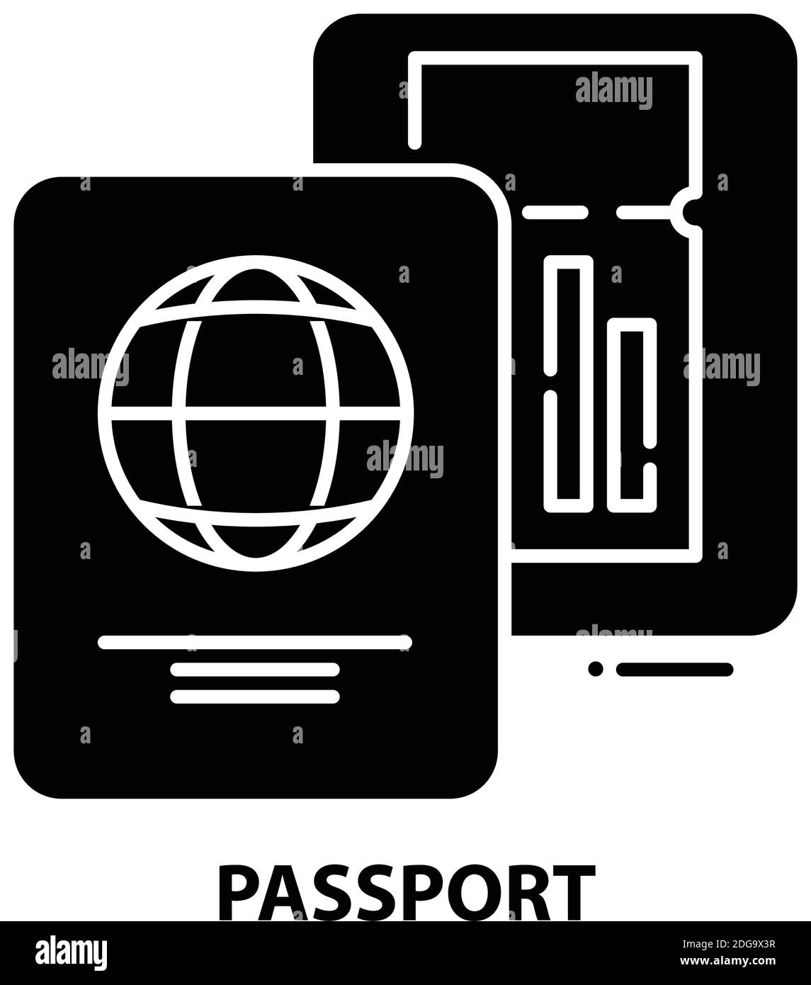 Passsymbol, schwarzes Vektorzeichen mit bearbeitbaren Striche, Konzeptdarstellung Stock Vektor