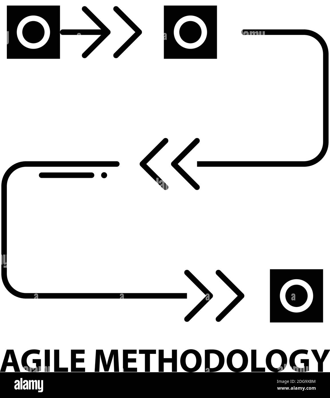 Symbol für agile Methoden, schwarzes Vektorzeichen mit editierbaren Konturen, Konzeptdarstellung Stock Vektor