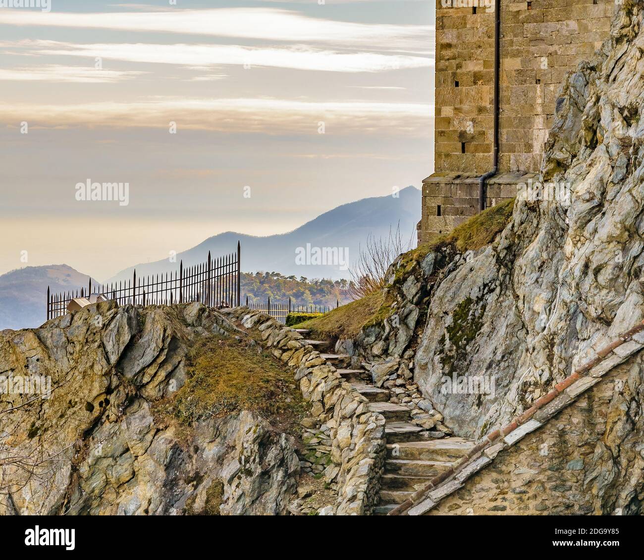 Sacra San Michele Exterior Detail, Piamonte, Italien Stockfoto