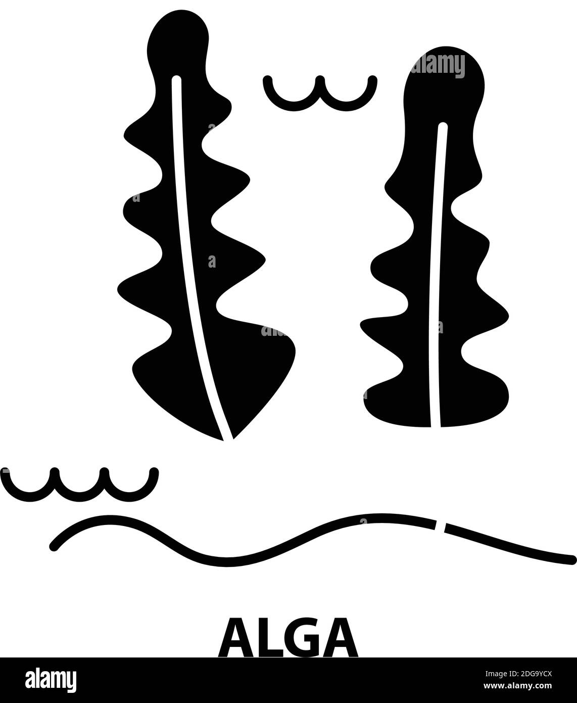 Alga-Symbol, schwarzes Vektorzeichen mit editierbaren Konturen, Konzeptdarstellung Stock Vektor
