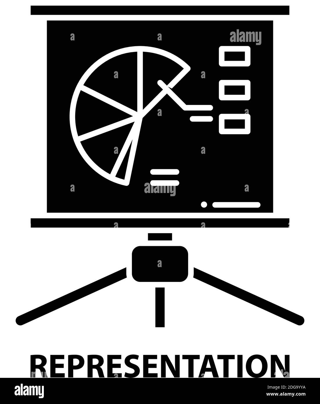 Darstellungssymbol, schwarzes Vektorzeichen mit editierbaren Konturen, Konzeptdarstellung Stock Vektor