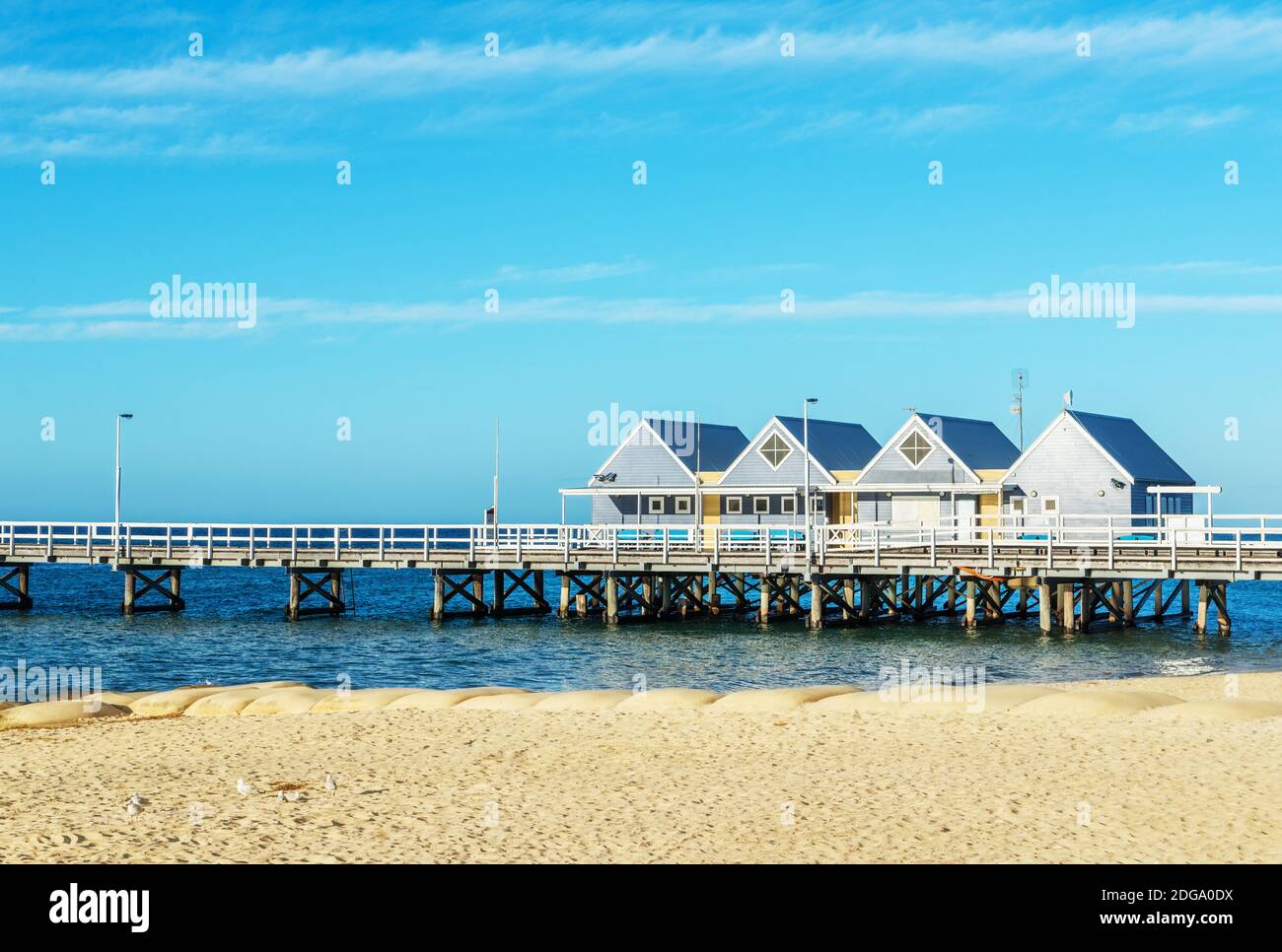 Berühmte hölzerne Busselton Anlegestelle in Western Australia Stockfoto