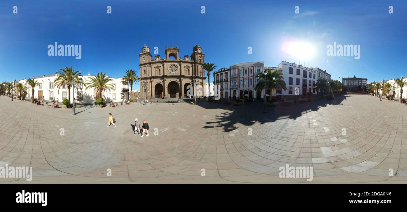 420 x 180 Grad-Panorama: Kathedrale Santa Ana, Las Palmas, Gran Canaria, Kanarische Inseln, Spanien/ Impressionen: Kathedrale Santa Ana, Las Pal Stockfoto