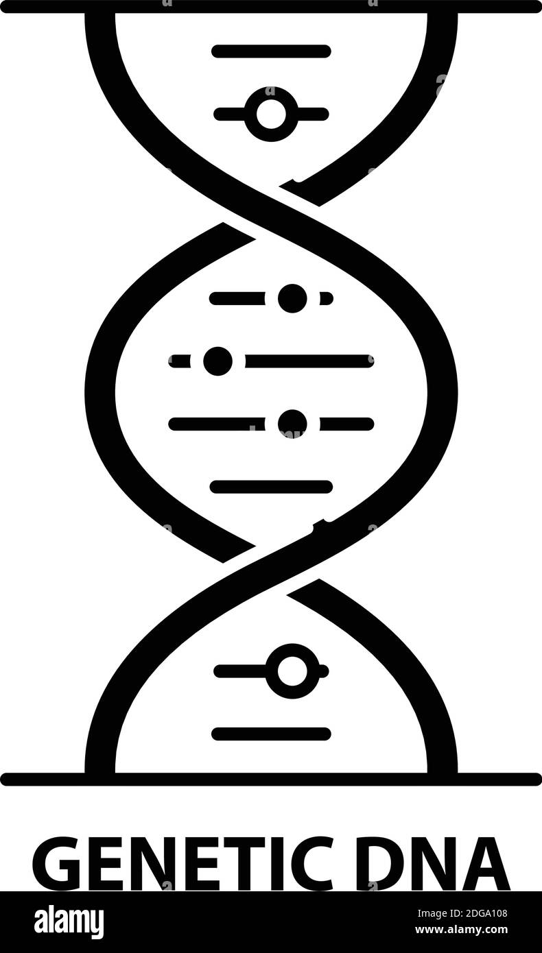 Genetisches dna-Symbol, schwarzes Vektorzeichen mit editierbaren Striche, Konzeptdarstellung Stock Vektor
