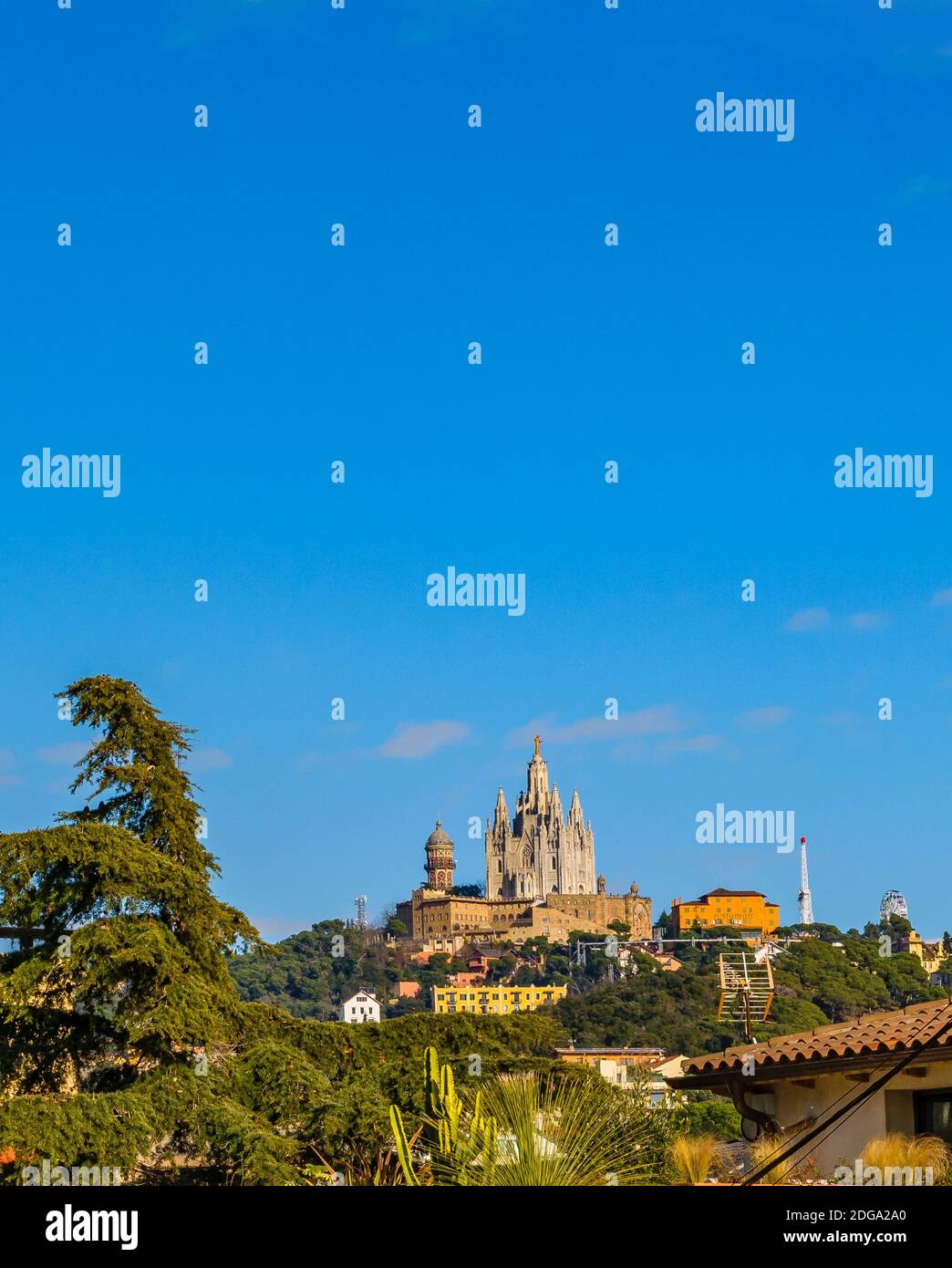 Tibidabo Park View, Barcelona, Spanien Stockfoto