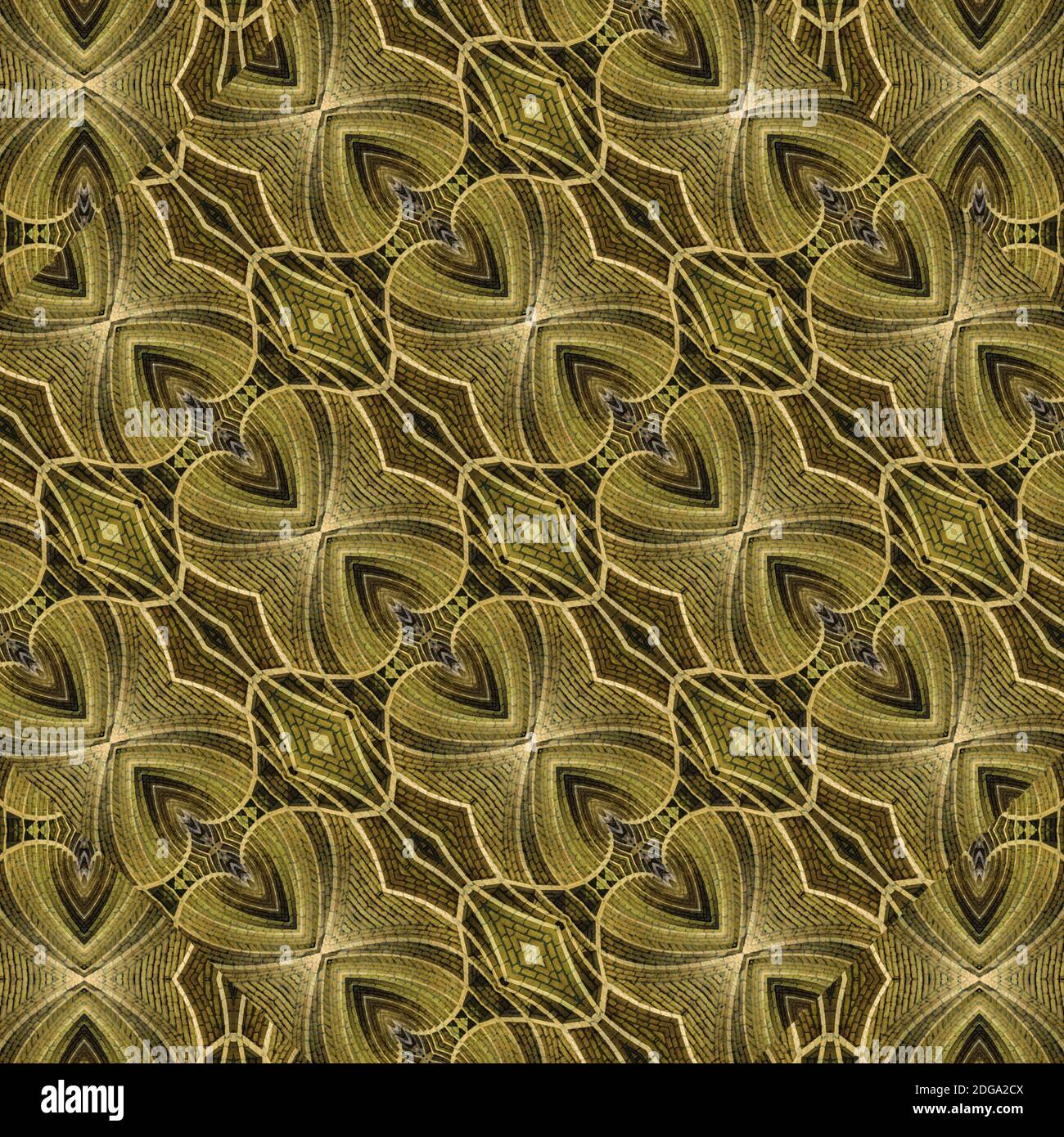 Braunes Geometrisches Ornat Nahtloses Muster Mosaik Stockfoto