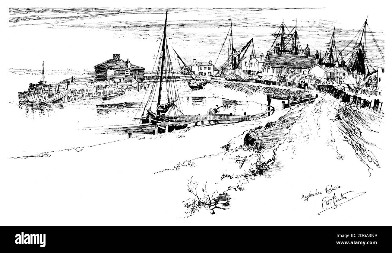 Essex, Maldon, Heybridge Basin, Illustration von Edward William Charlton aus dem Jahr 1896 The Studio an Illustrated Magazine of Fine and Applied Art Stockfoto